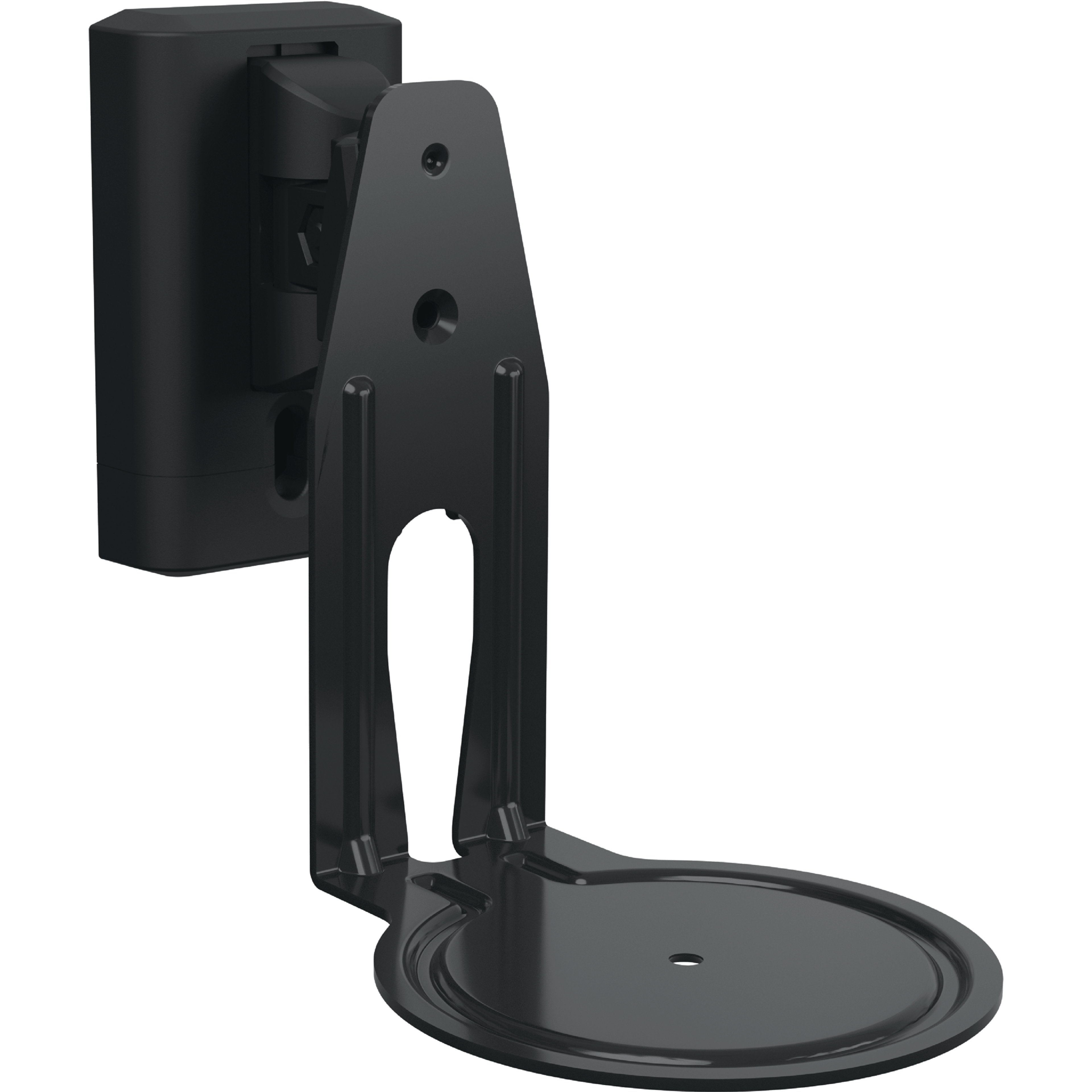 Image of a black Sanus wall mount for a Sonos Era 100 speaker