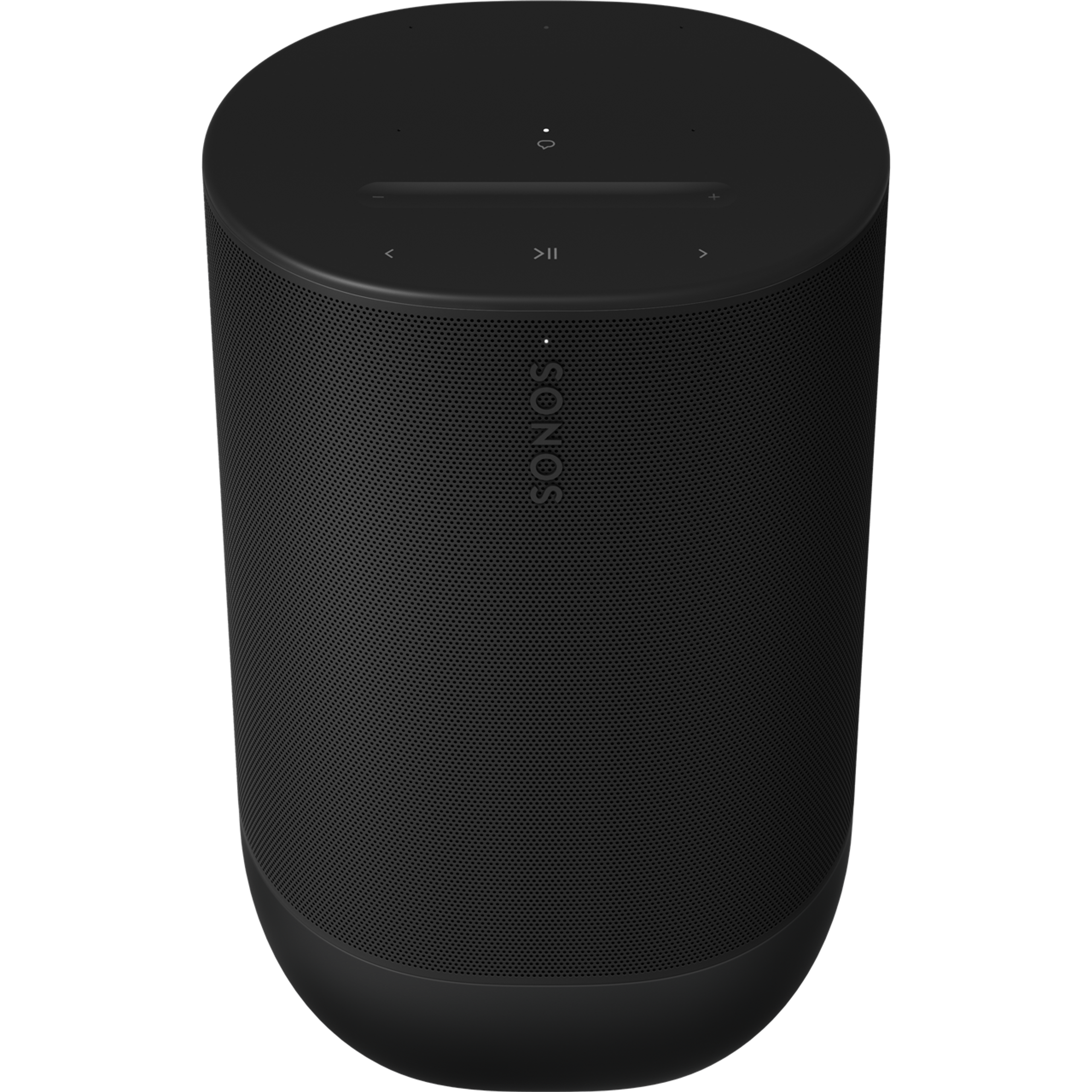 Image of the front and top of a black Sonos Move 2 facing down at an angle