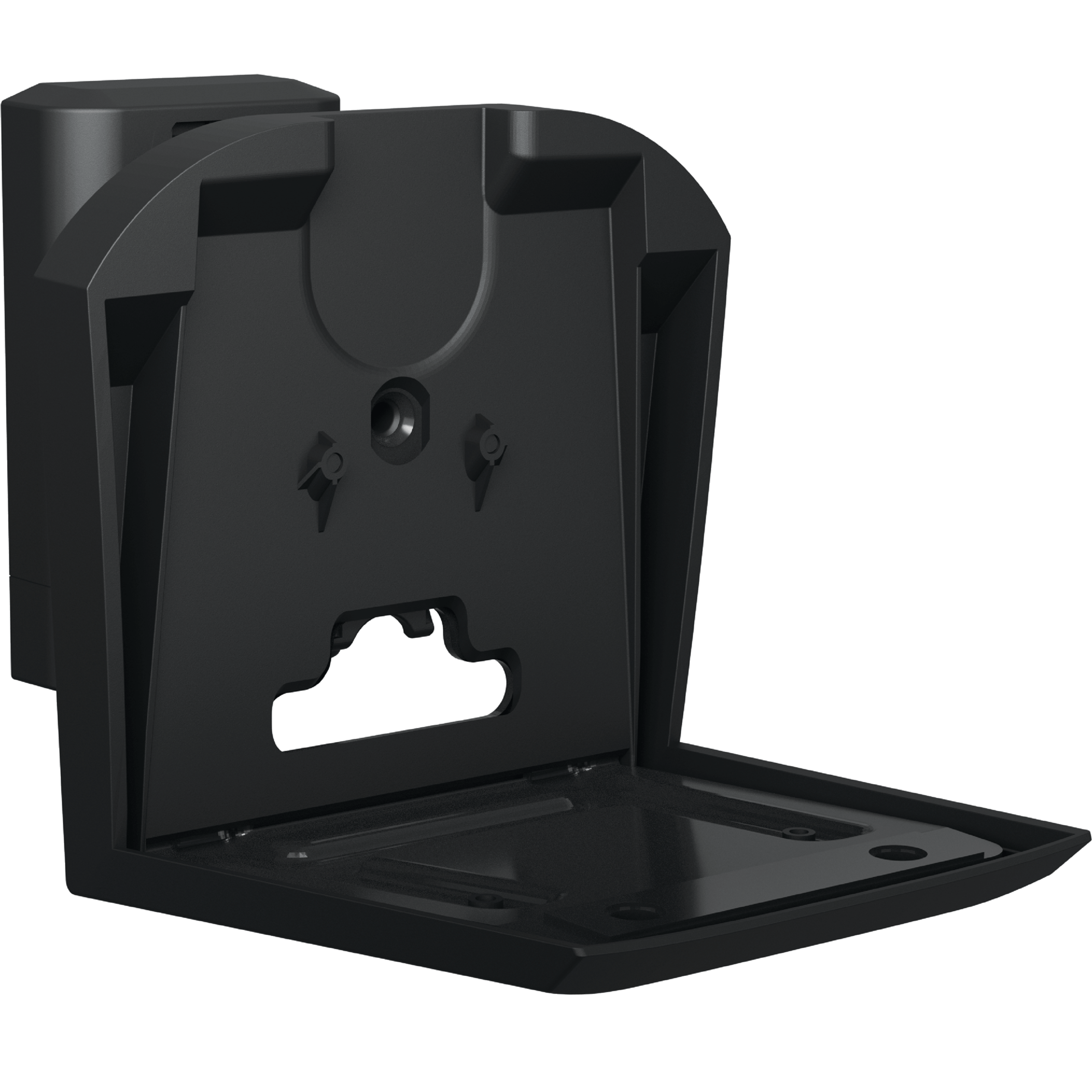Image of a black Sanus wall mount for a Sonos Era 300 speaker