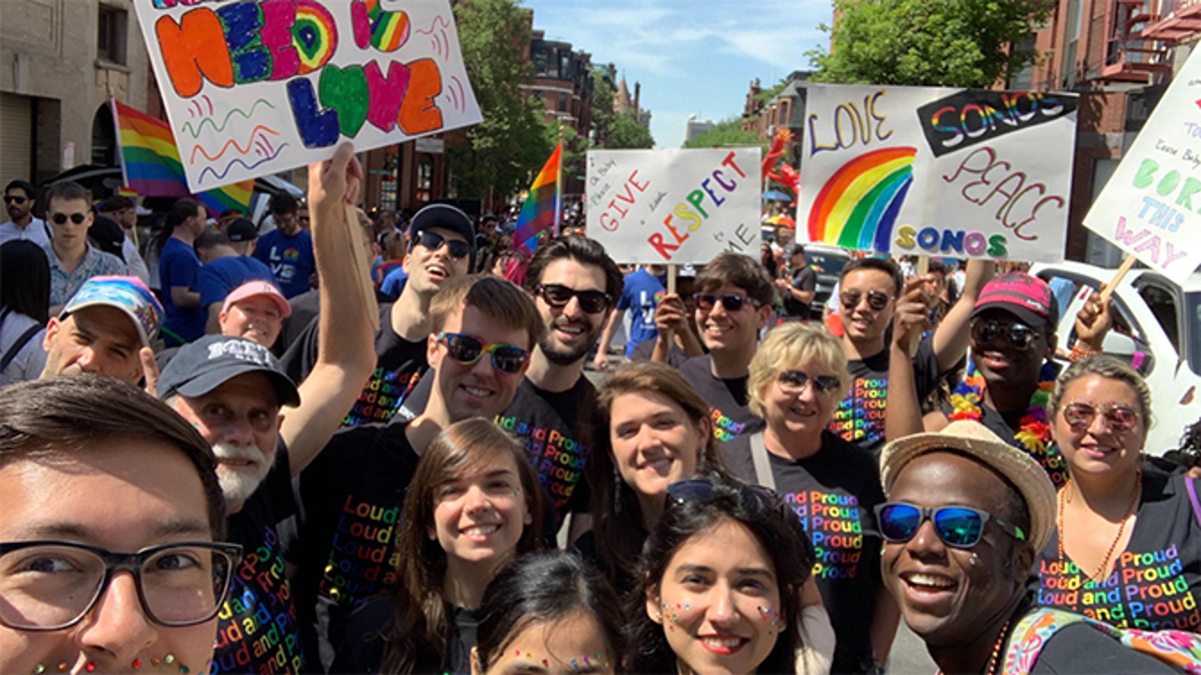 Sonos employees at a pride event