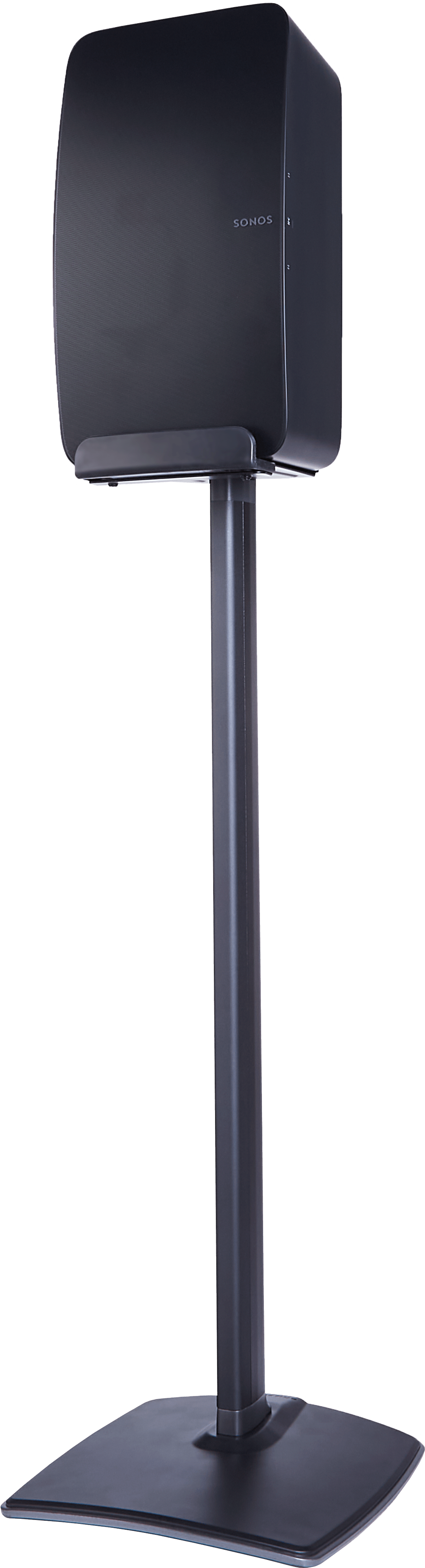 Sanus stand for Five black shown with a black Five mounted vertically