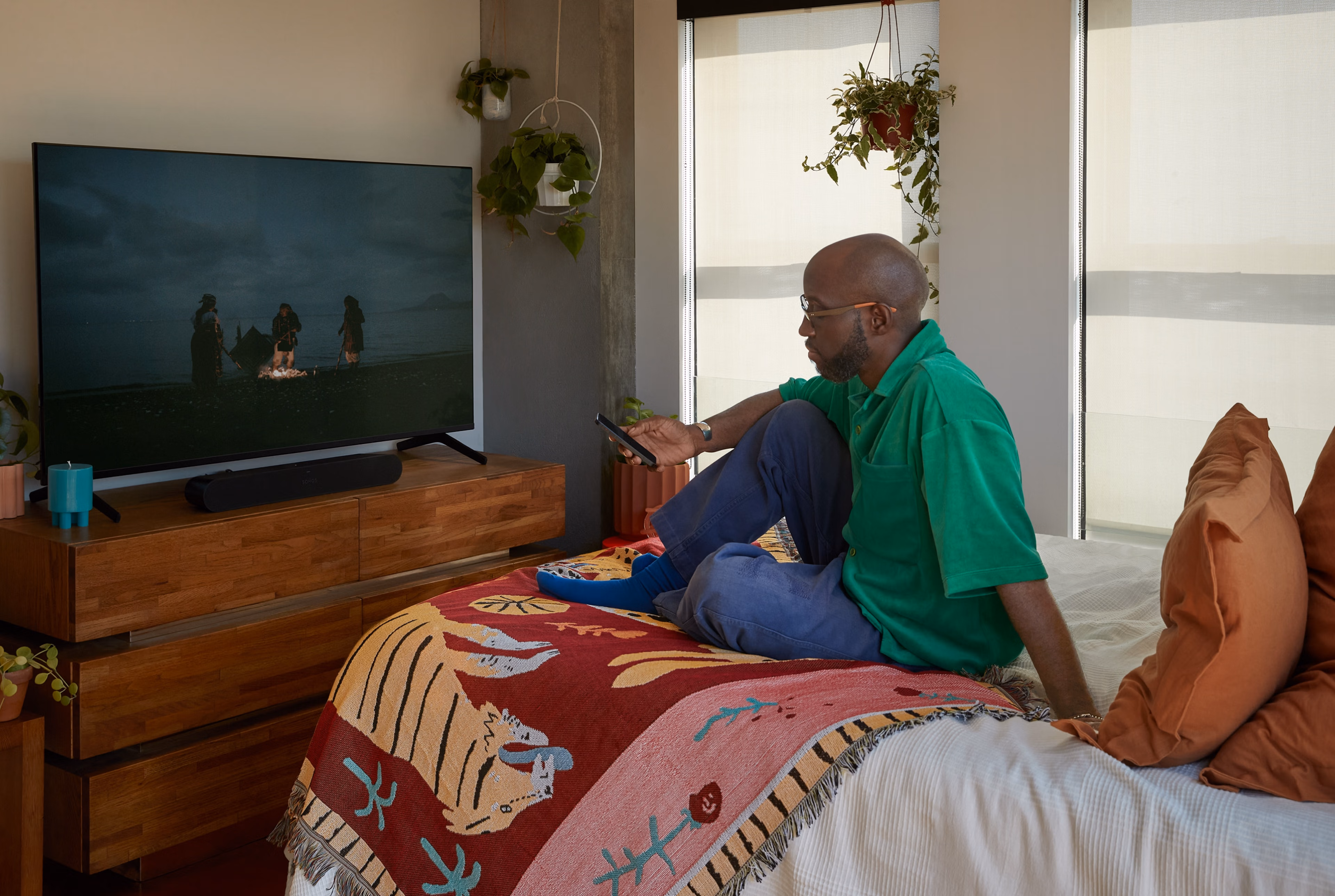 Ray with TV in a bedroom