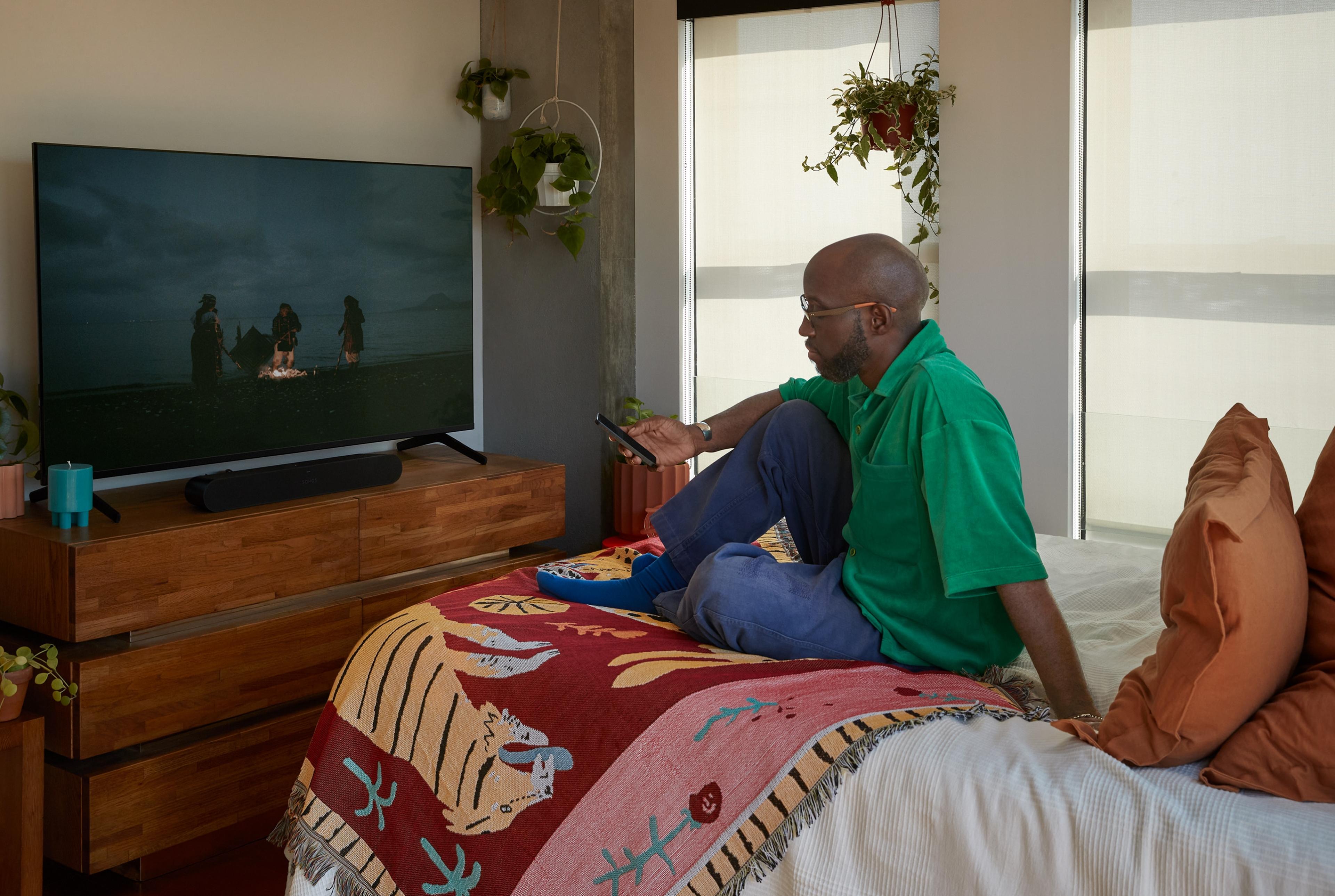 Ray with TV in a bedroom