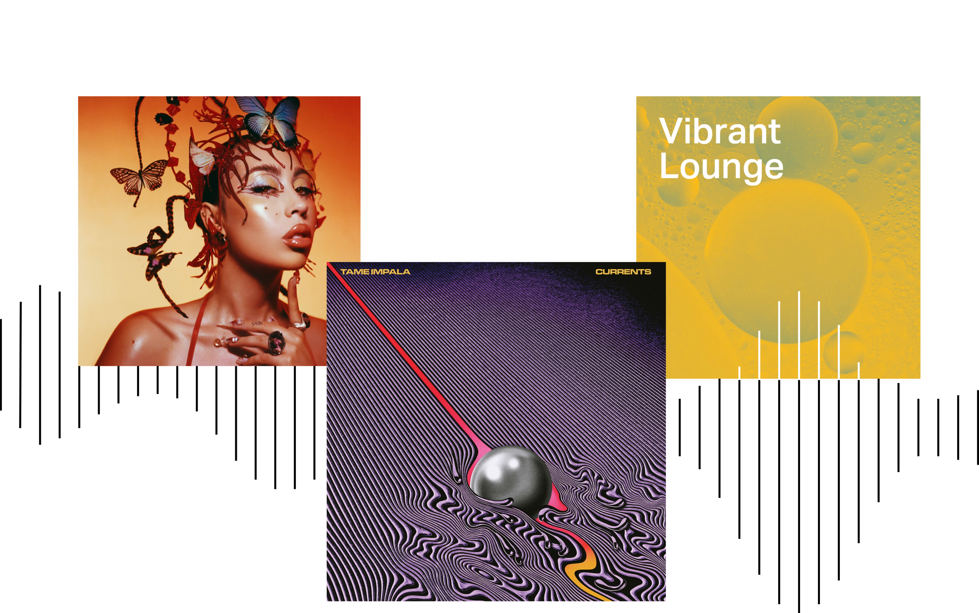 Three music album covers