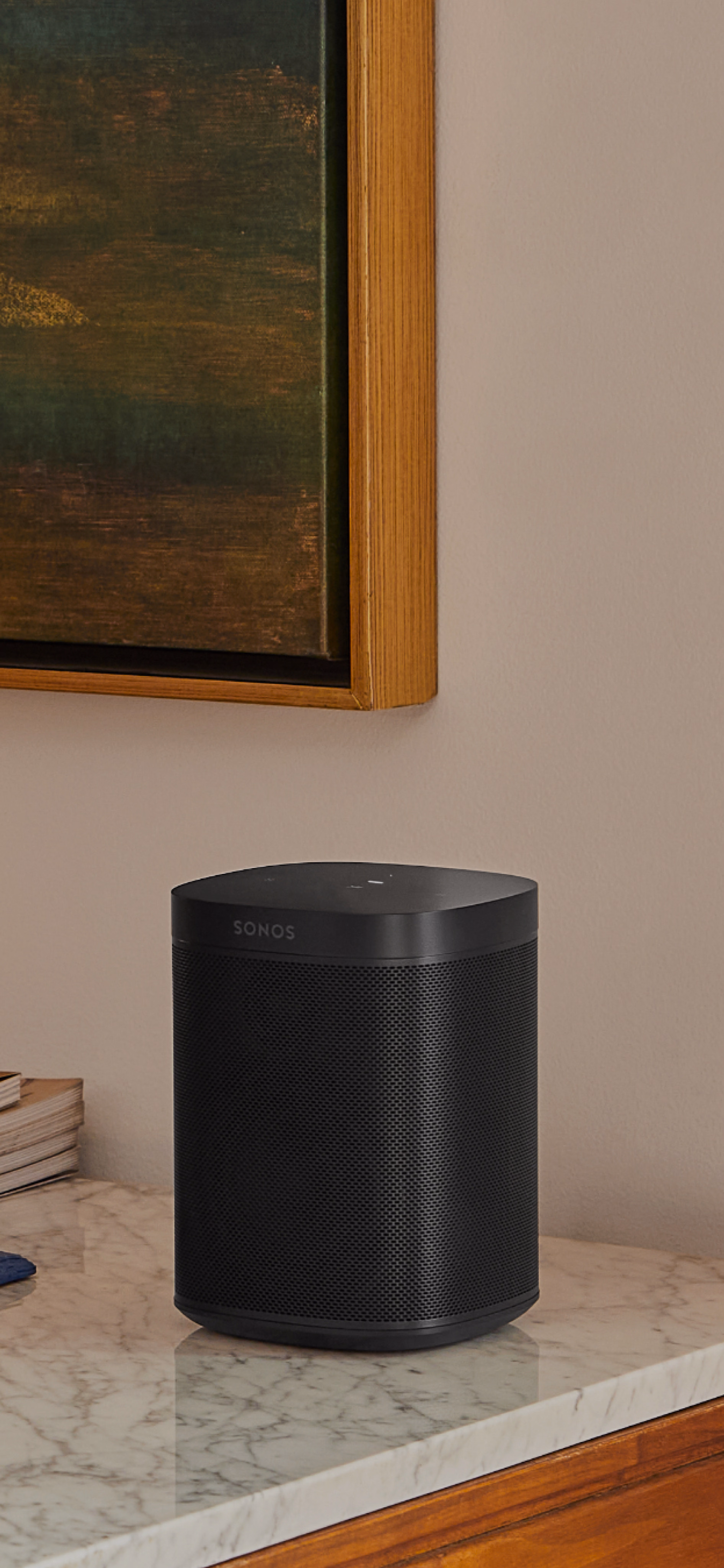 One Black on marble desk