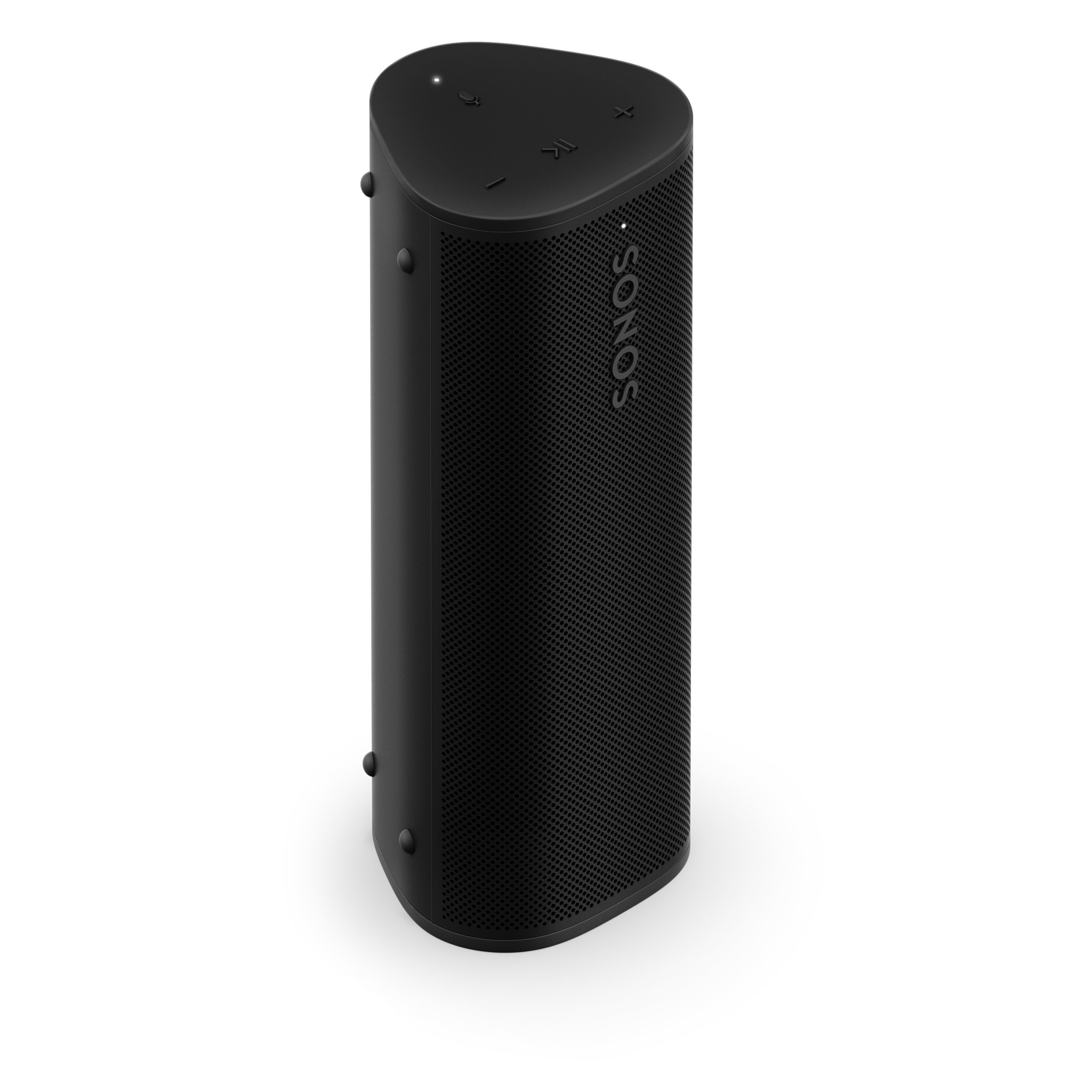 Sonos Roam 2 noir, image principale, vue de face et de dessus en angle