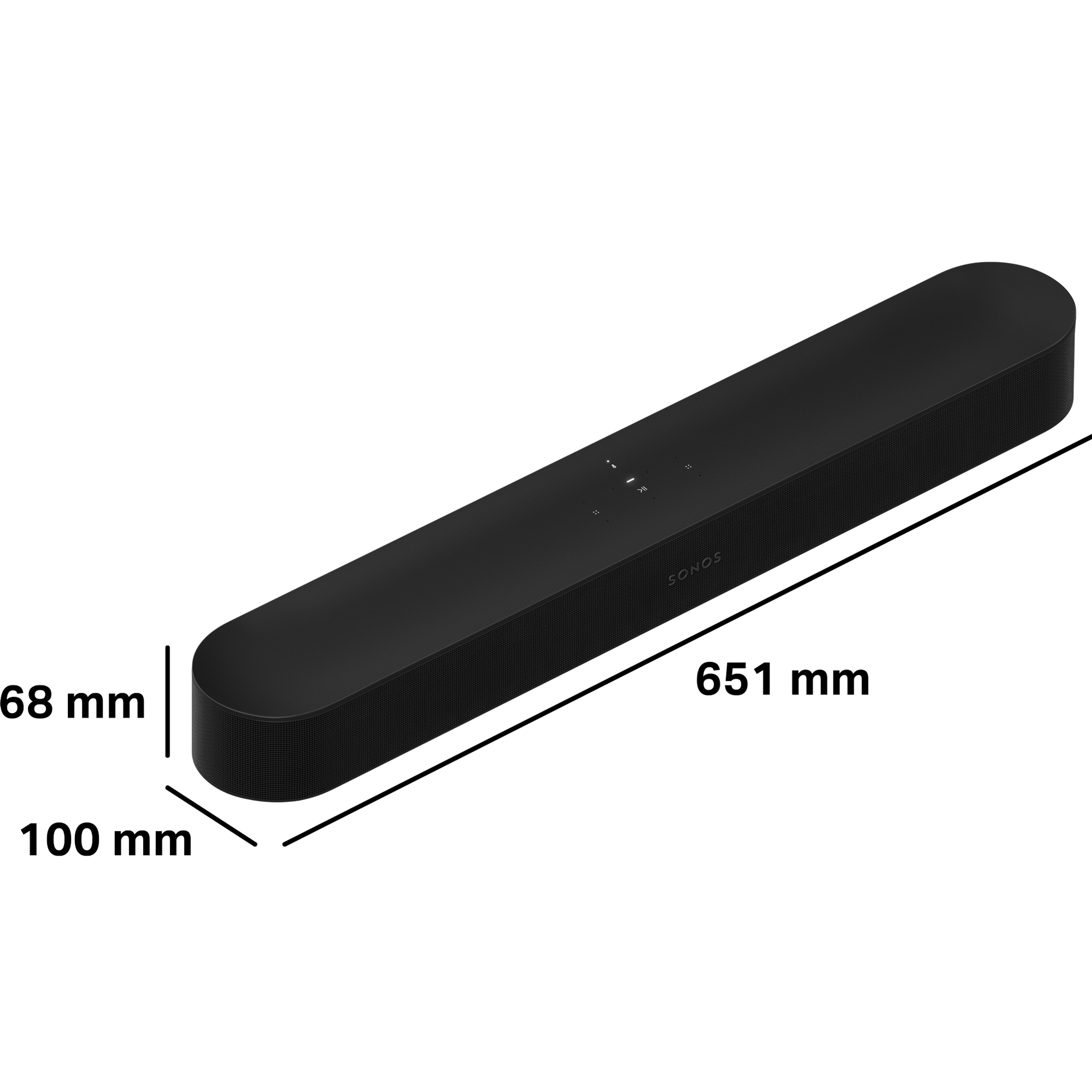 Sonos Beam高68 mm,深100 mm,宽651 mm