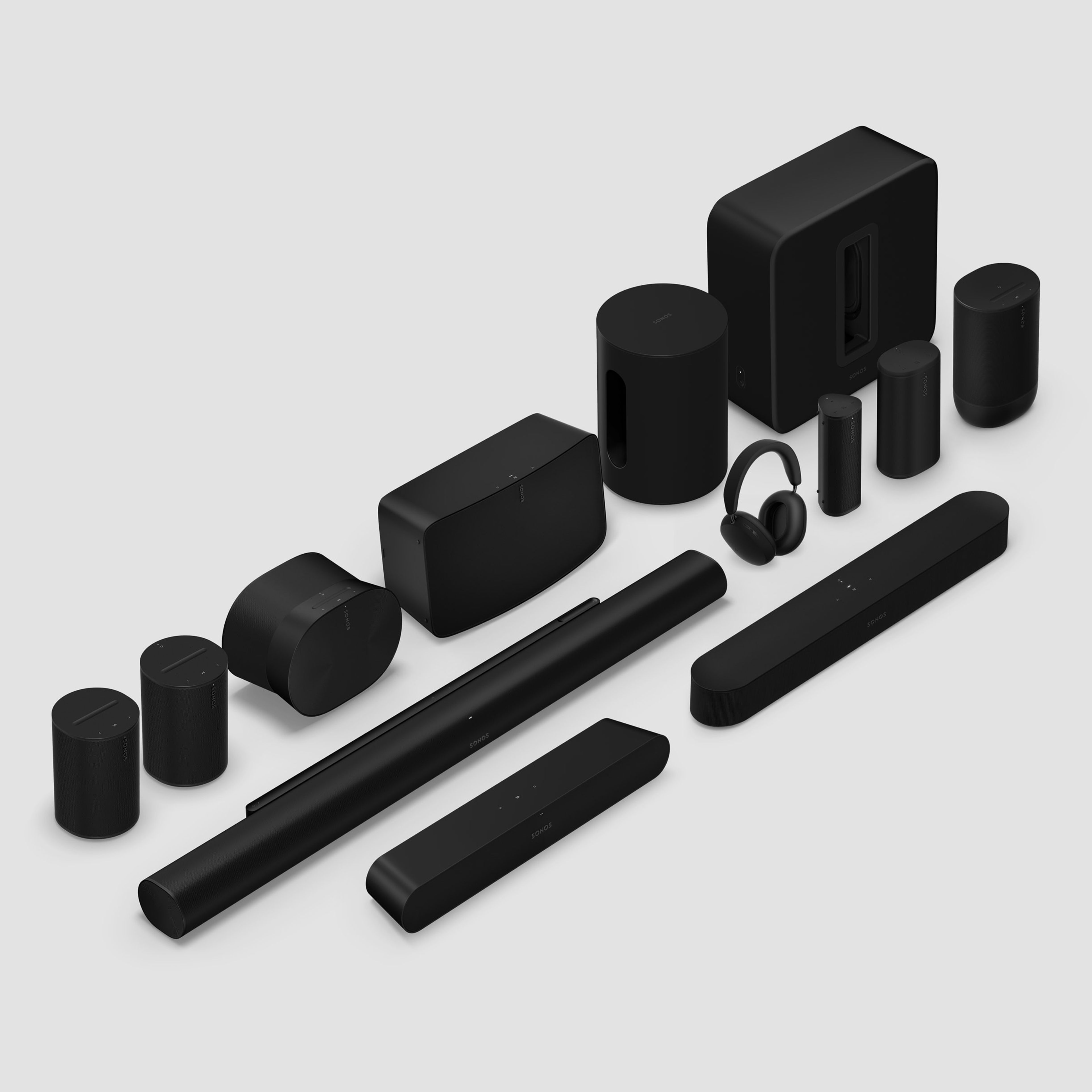 Sonos product family in black
