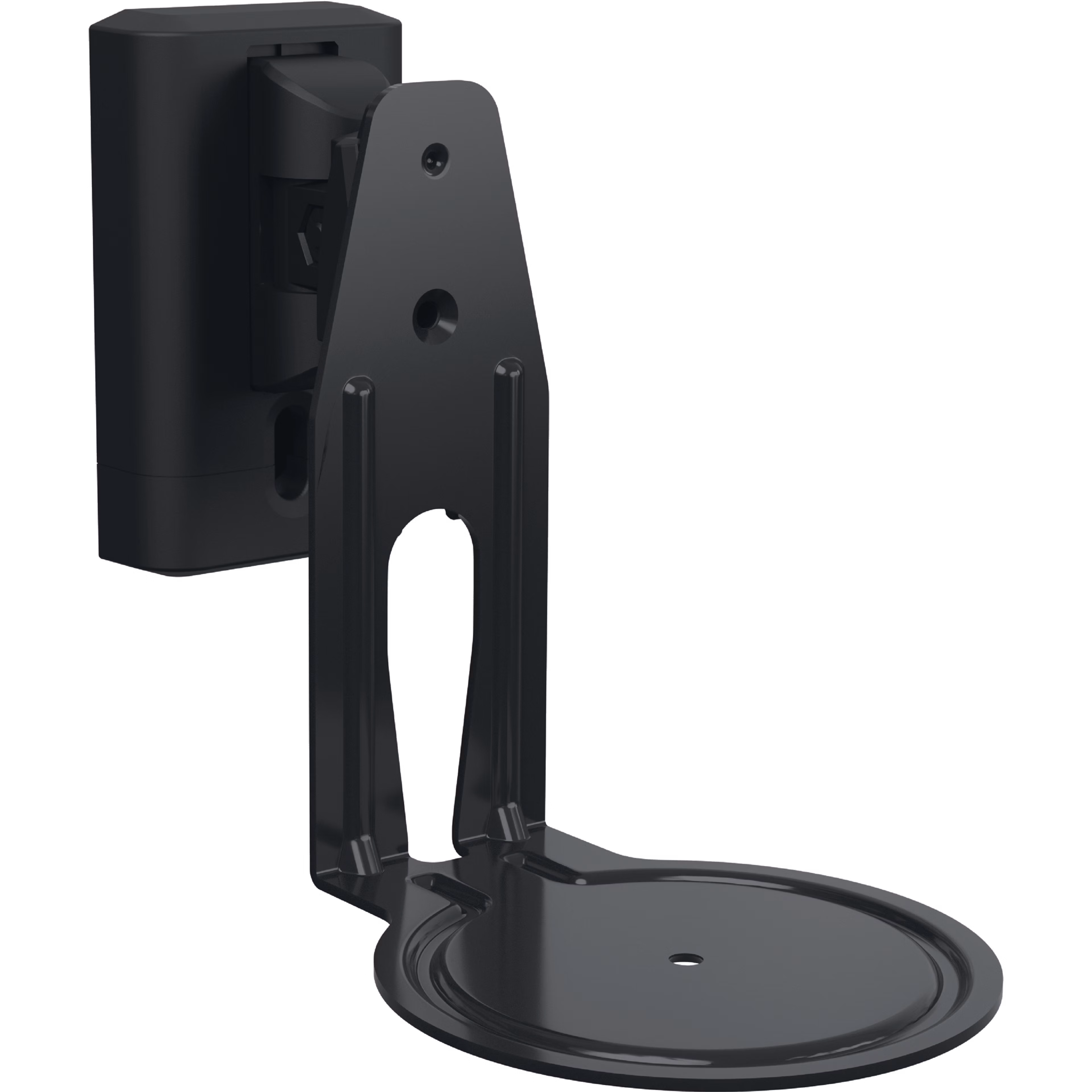 Image of a black Sanus wall mount for a Sonos Era 100 speaker