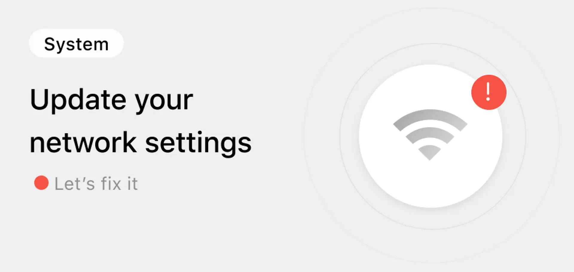 The "Update your network settings" message in the Sonos app