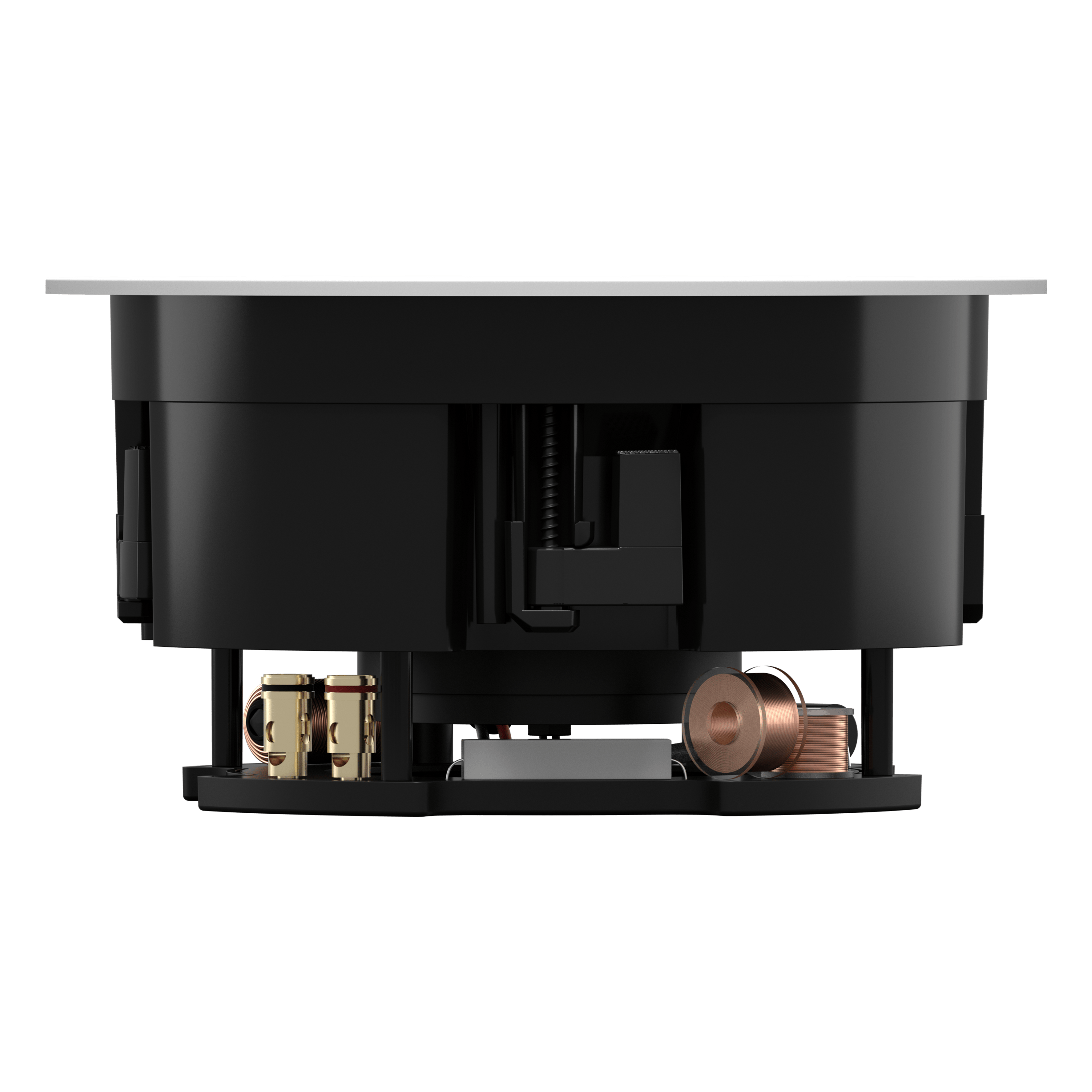 Side view of the 6 inch in-ceiling speaker housing