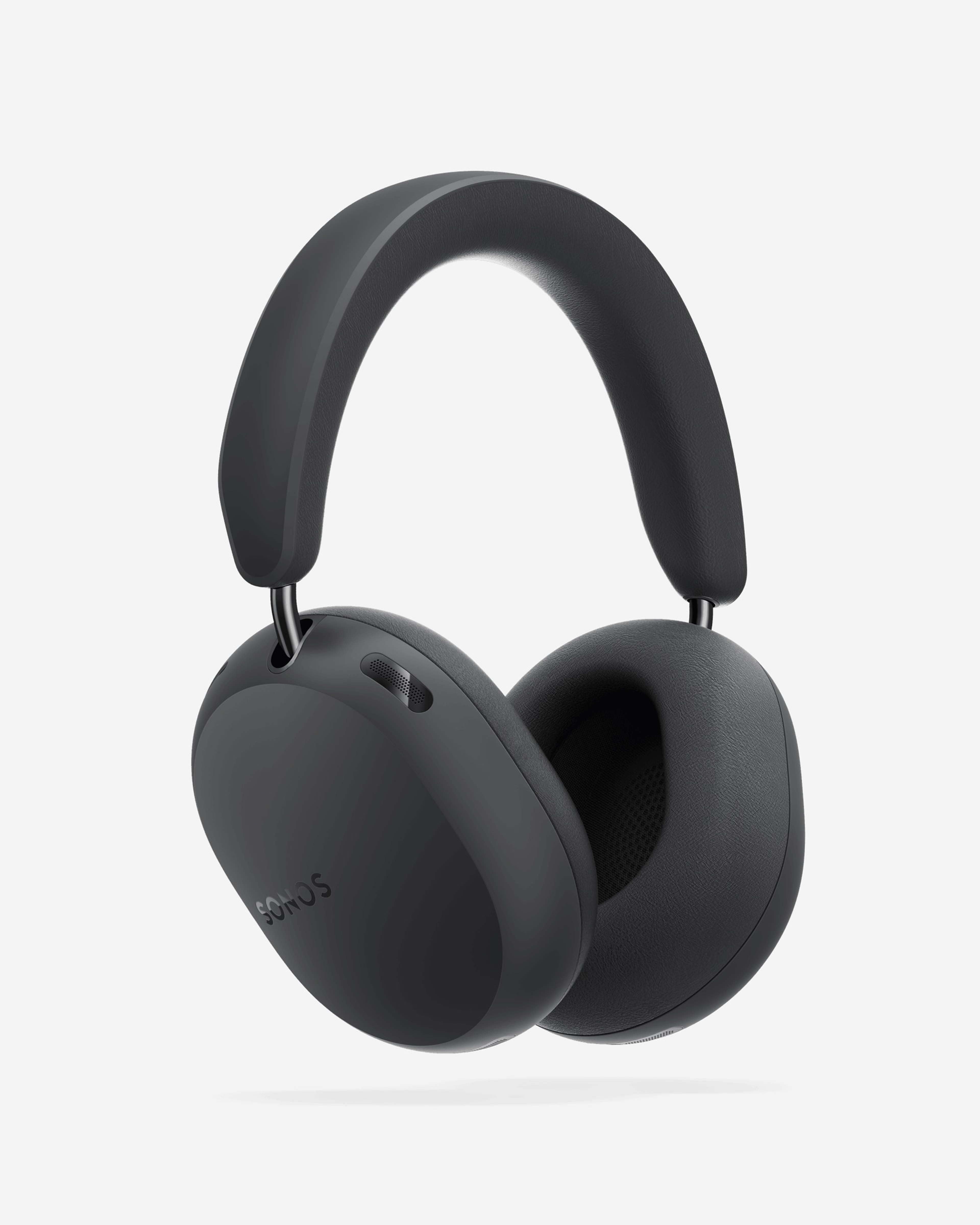 Black Sonos Ace Ultra headphones on a grey background