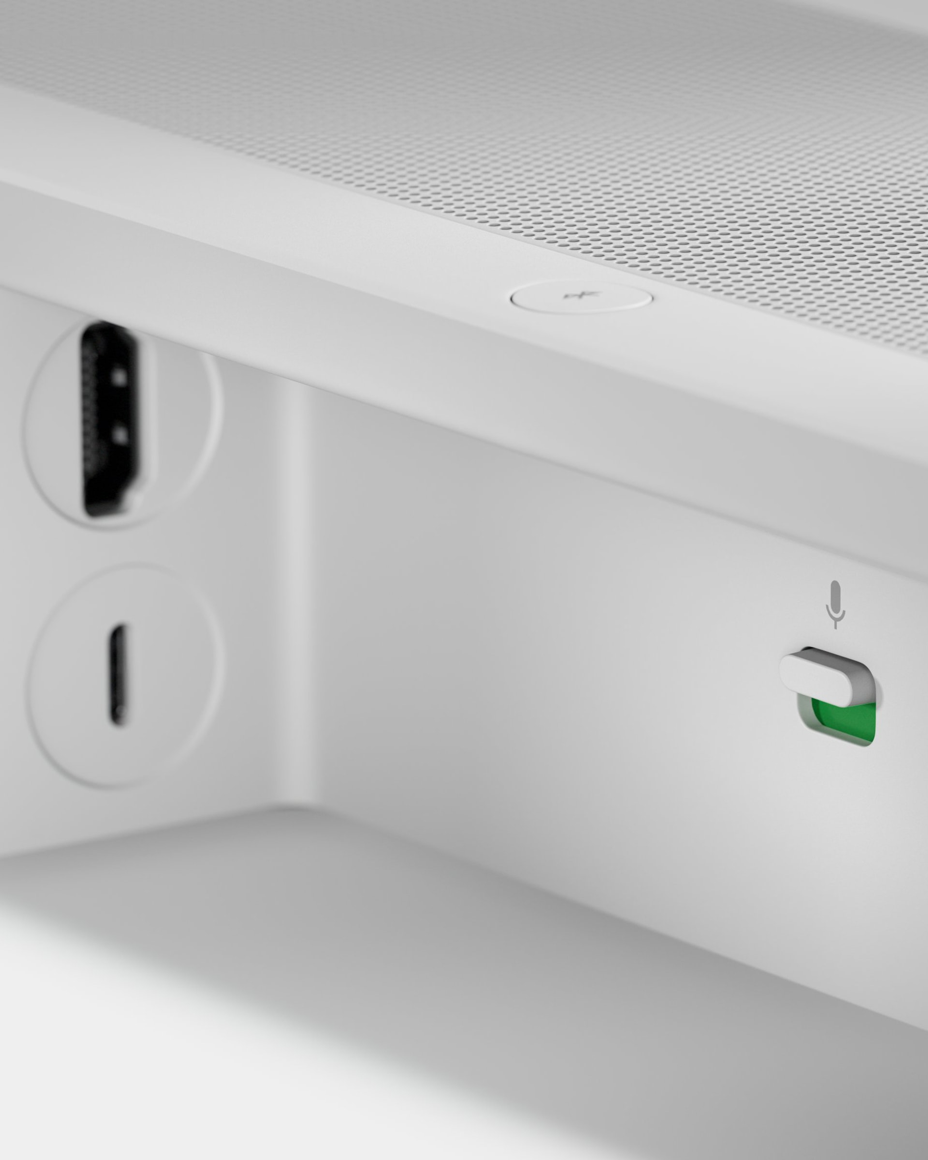 Close up detailed shot of the back of a white Beam Ultra