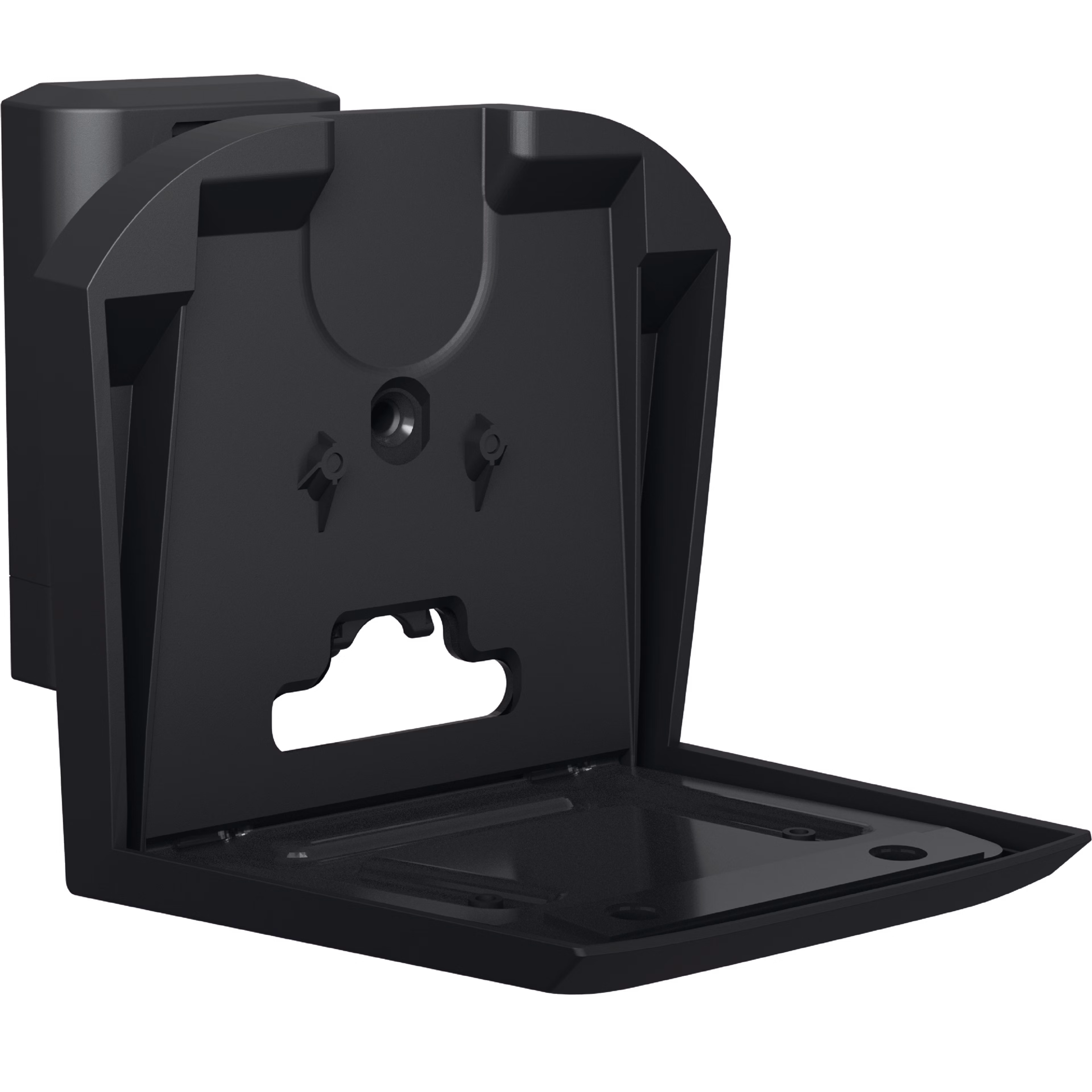 Image of a black Sanus wall mount for a Sonos Era 300 speaker