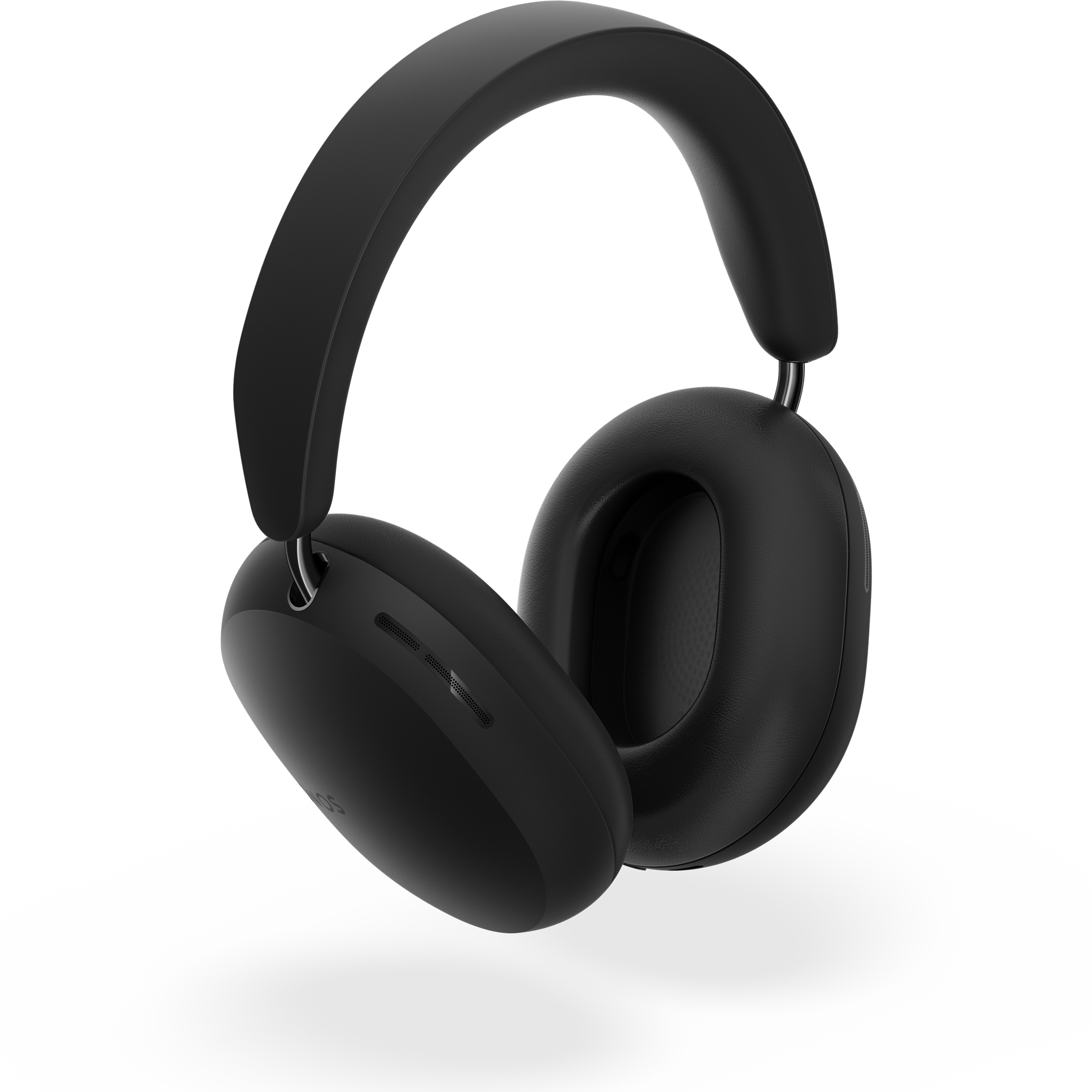 Sonos Ace-hovedtelefoner i sort, der svæver over en skygge, drejet lidt i en vinkel