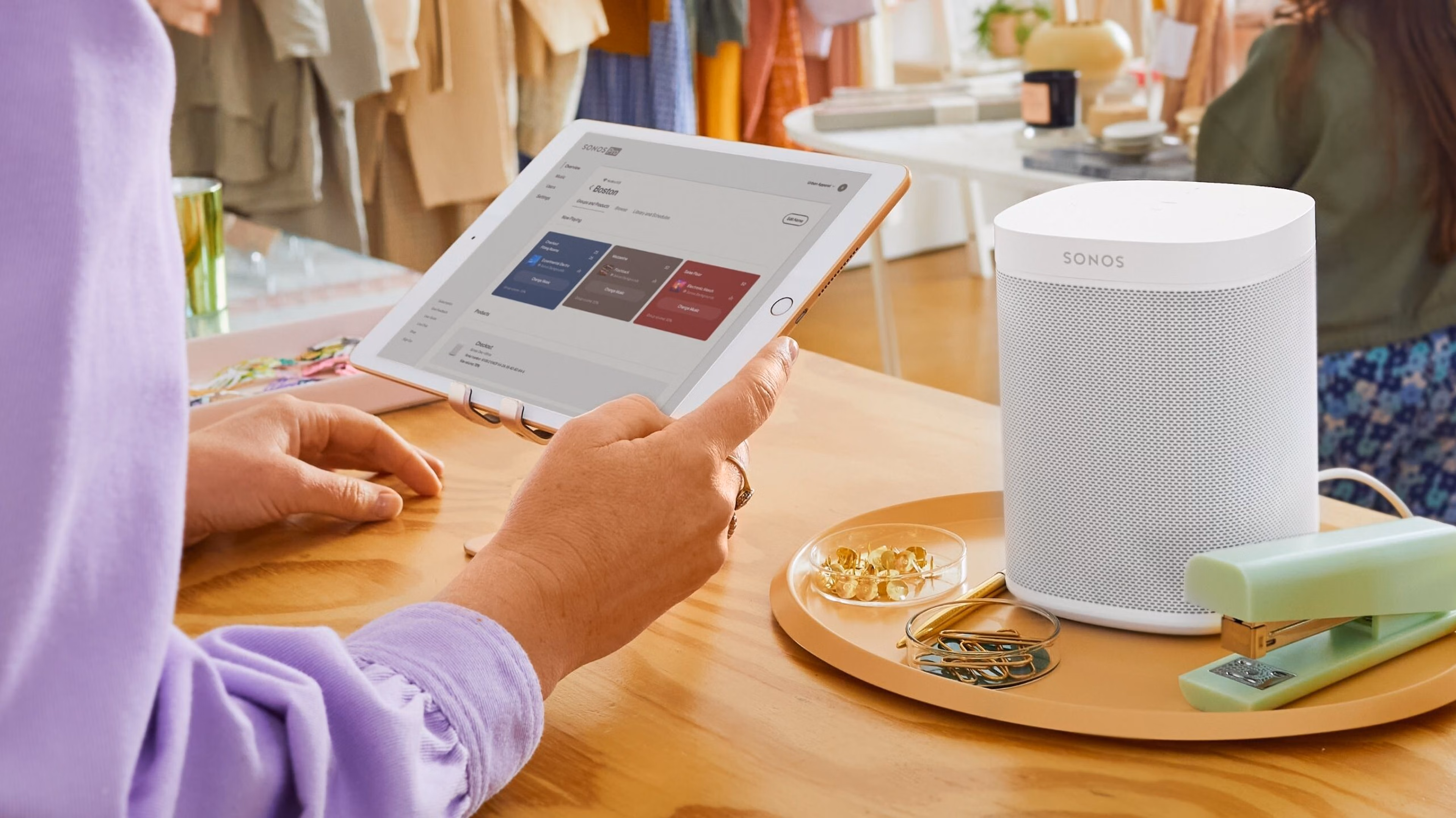 Sonos One inside clothing store