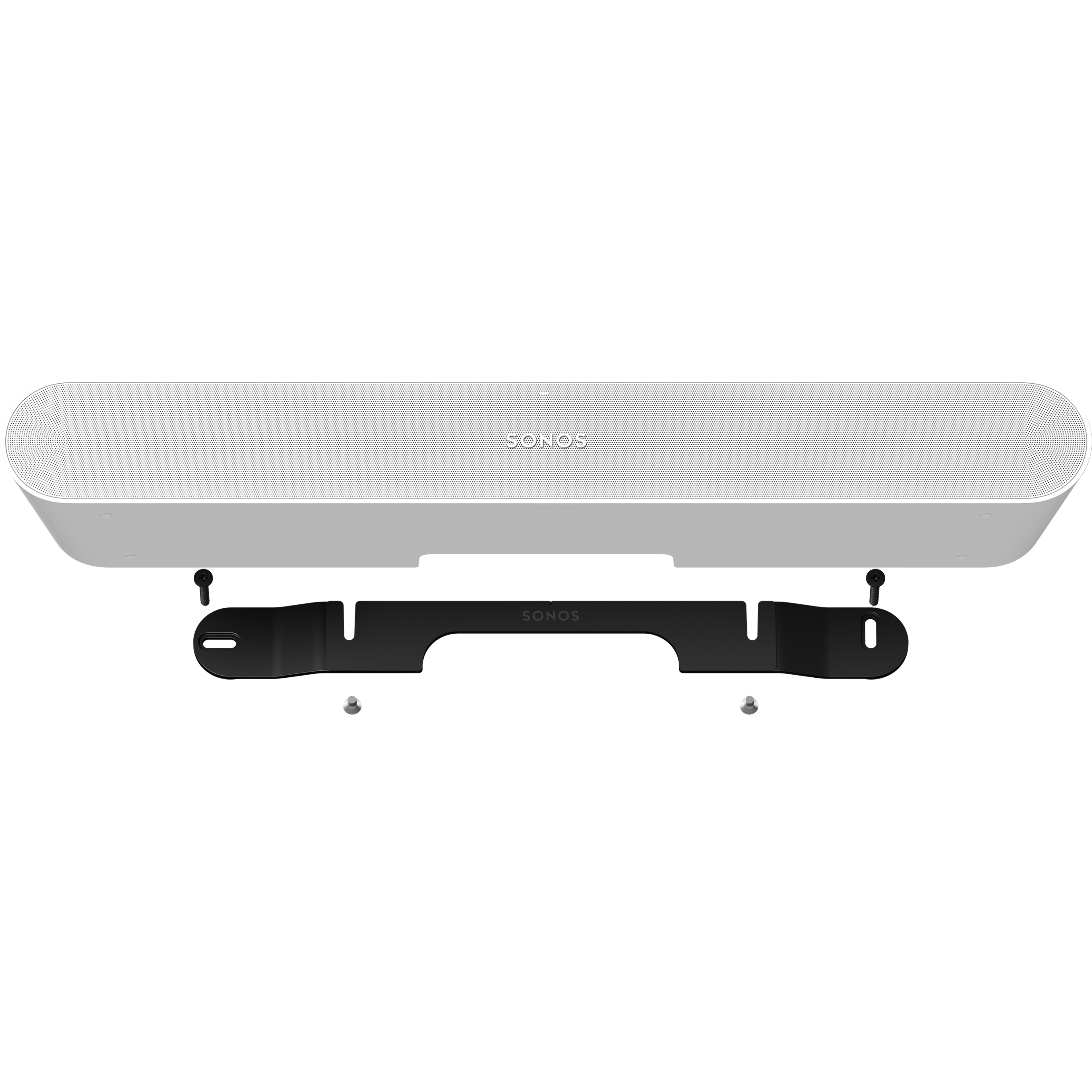 Vista frontale di Ray e supporto a parete bianco