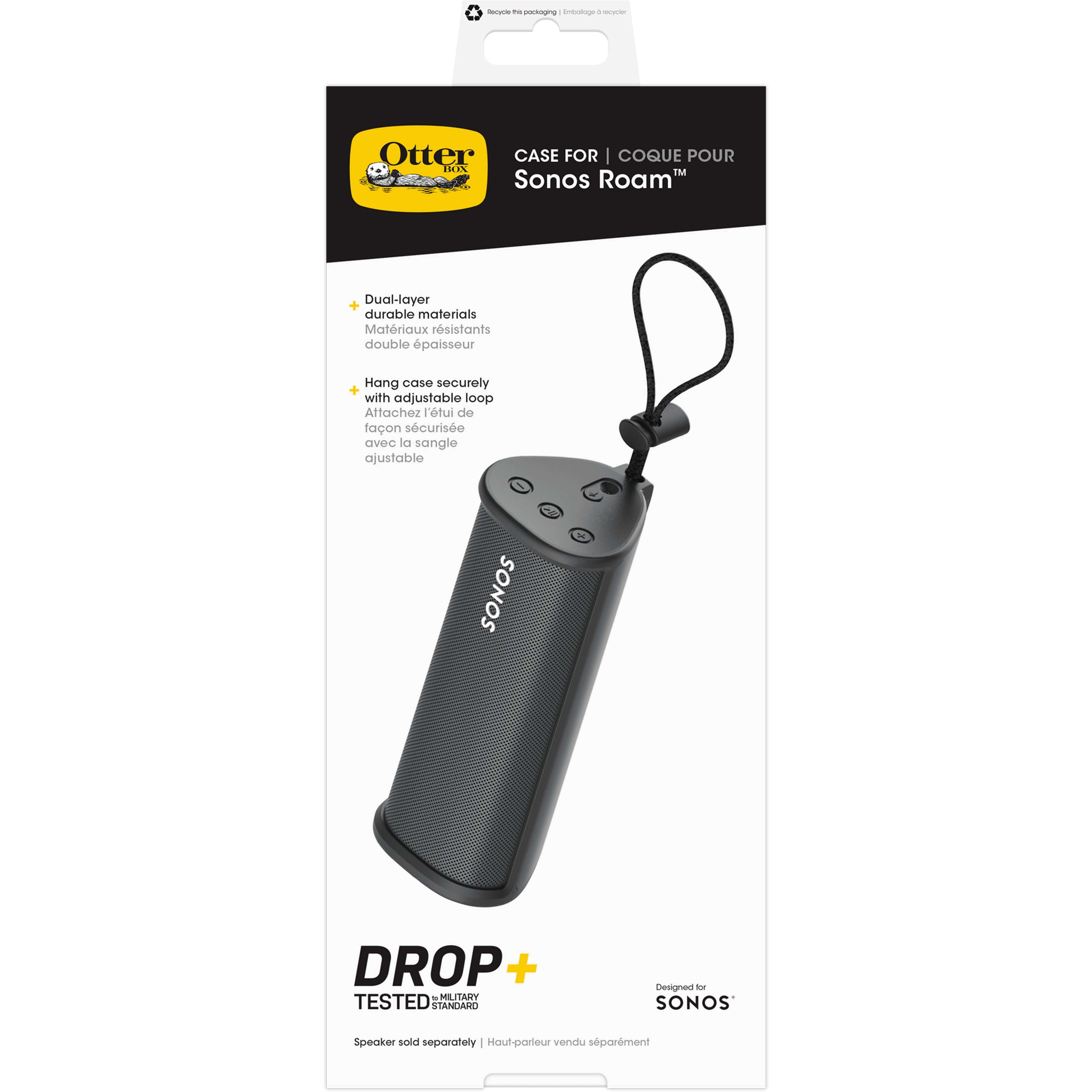 Image of the Otterbox packaging for the black Otterbox Sonos Roam case