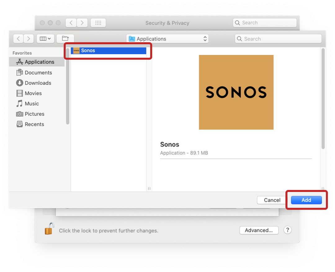Configuring macOS Firewall Sonos