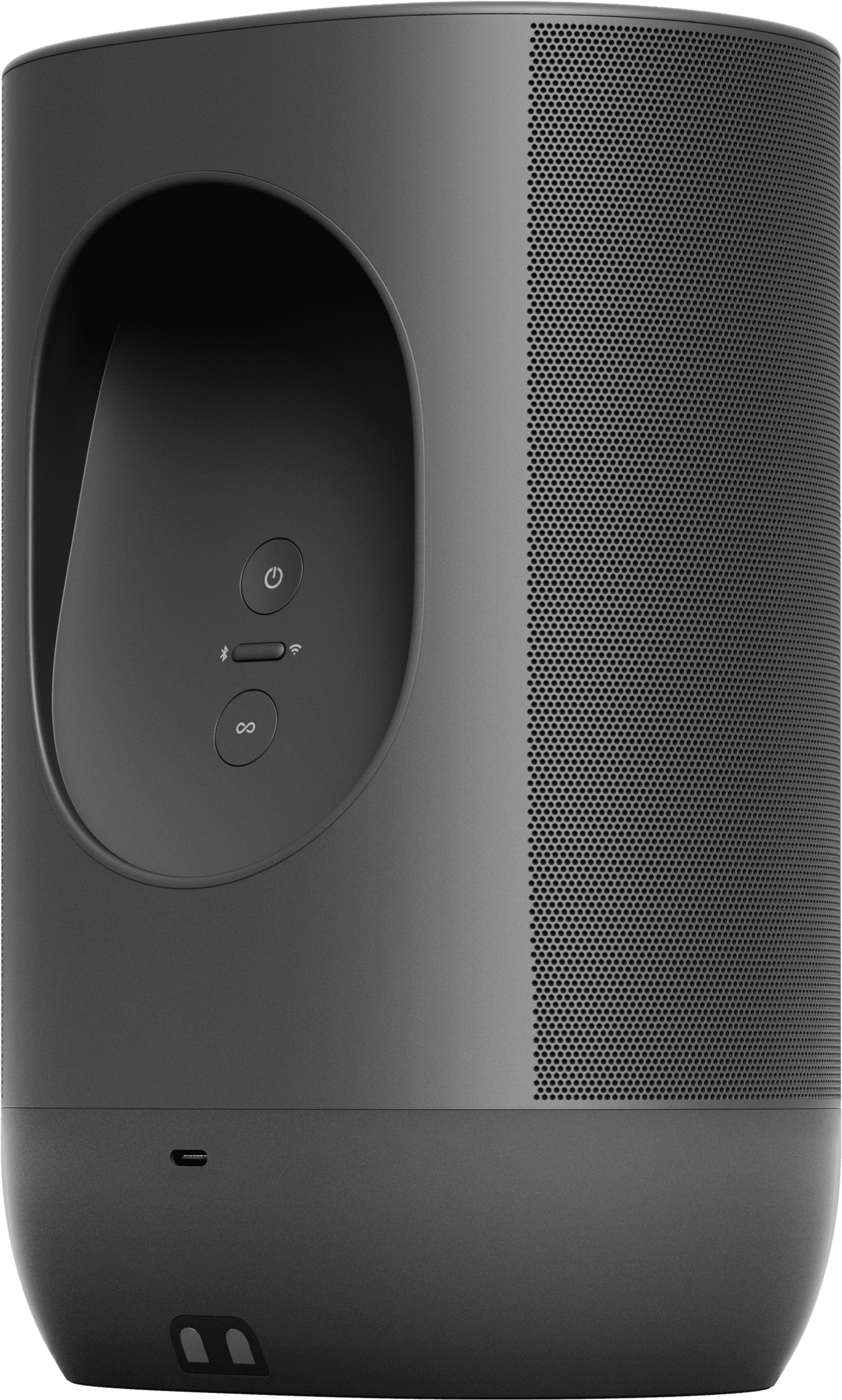 Sonos Arc、斜め背面(シャドーブラック)