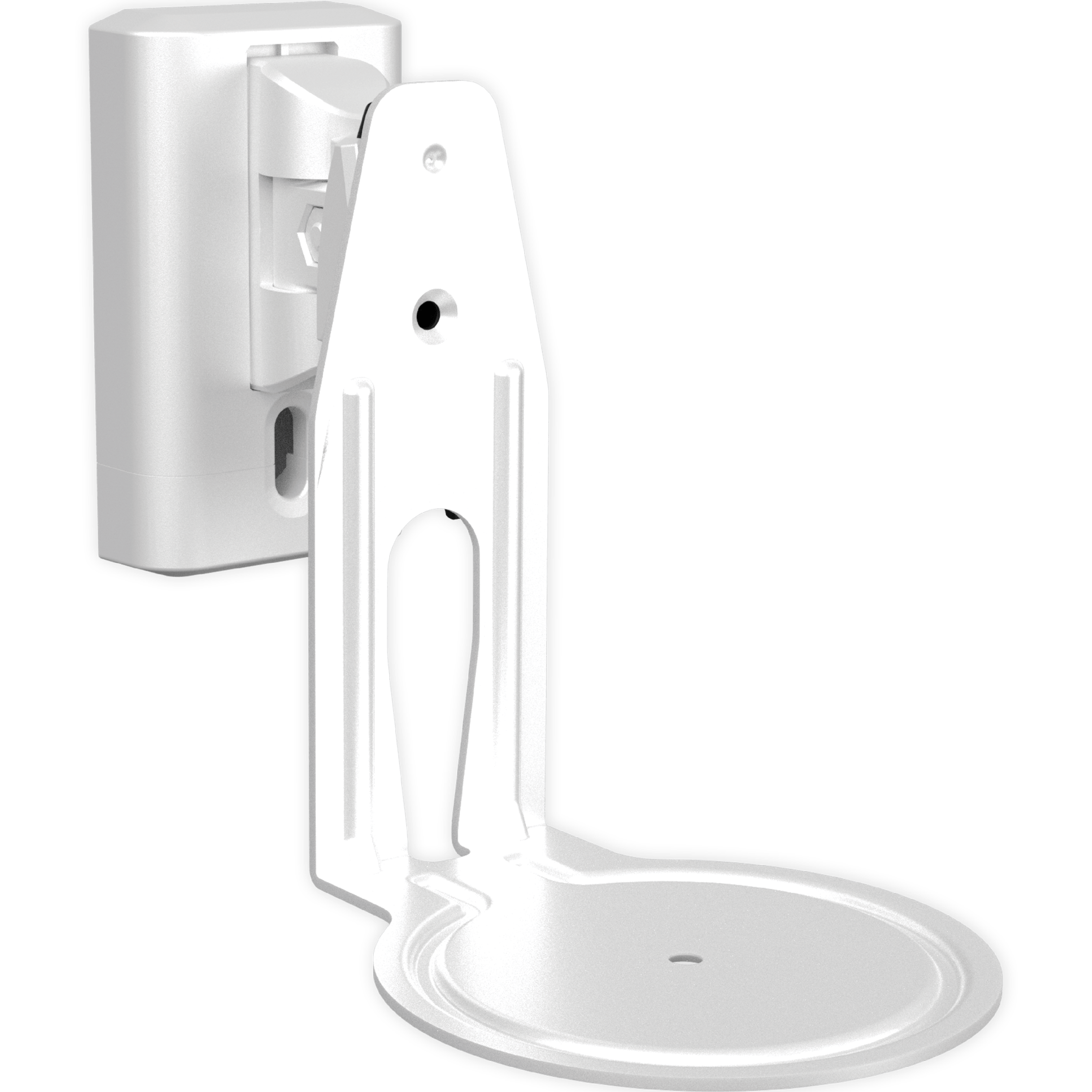 Image of a white Sanus wall mount for a Sonos Era 100 speaker