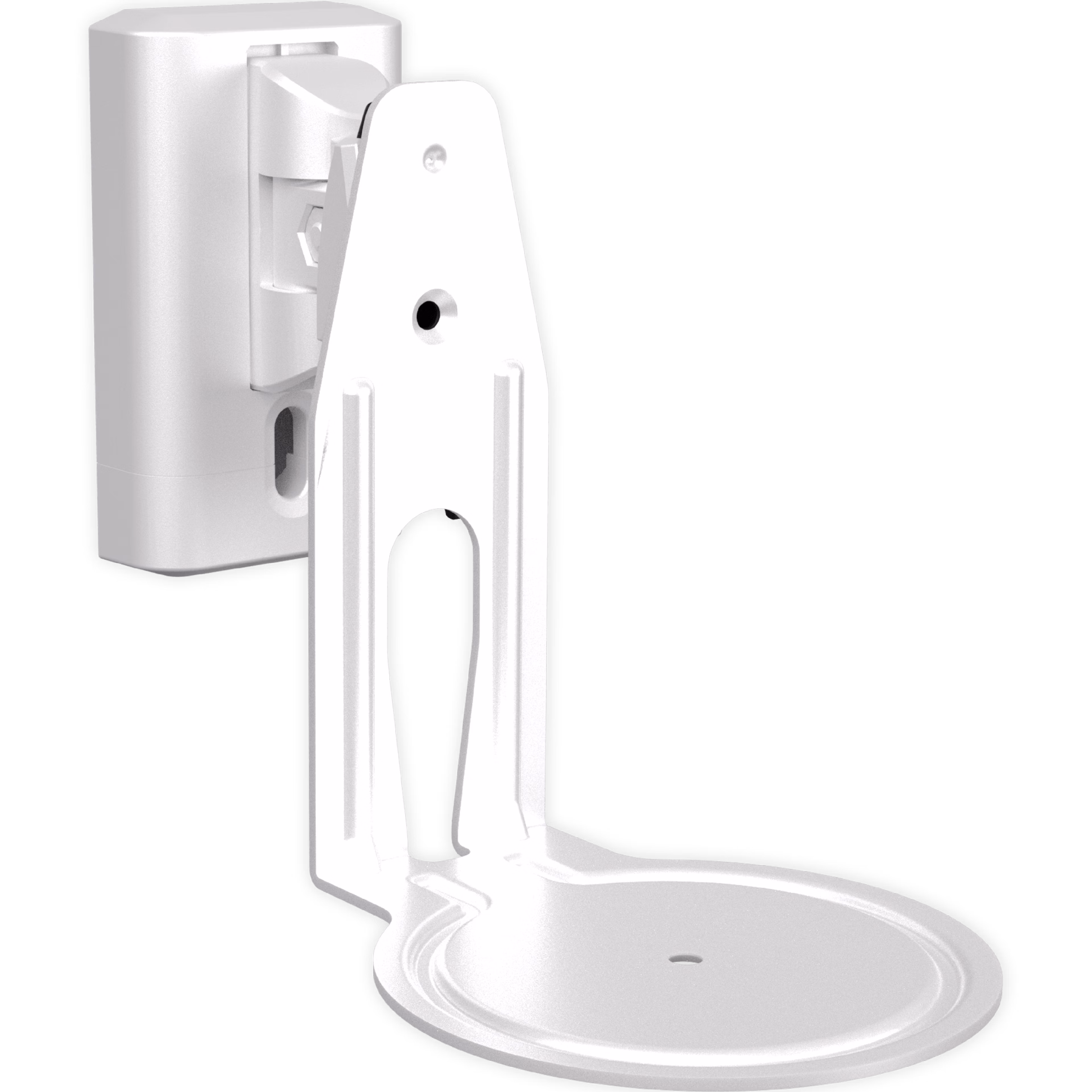 Image of a white Sanus wall mount for a Sonos Era 100 speaker
