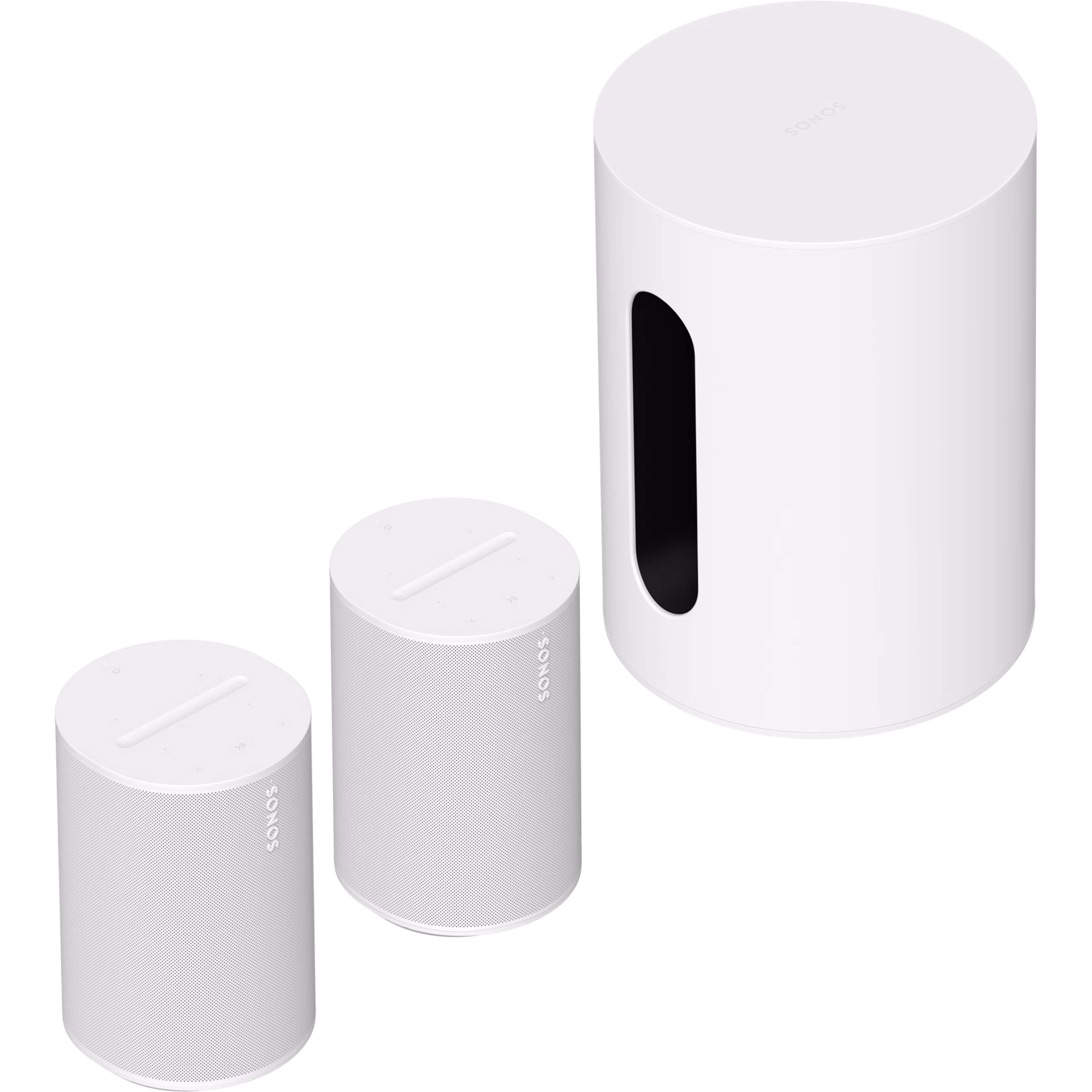 Sub Mini and pair of Era 100s, both in white