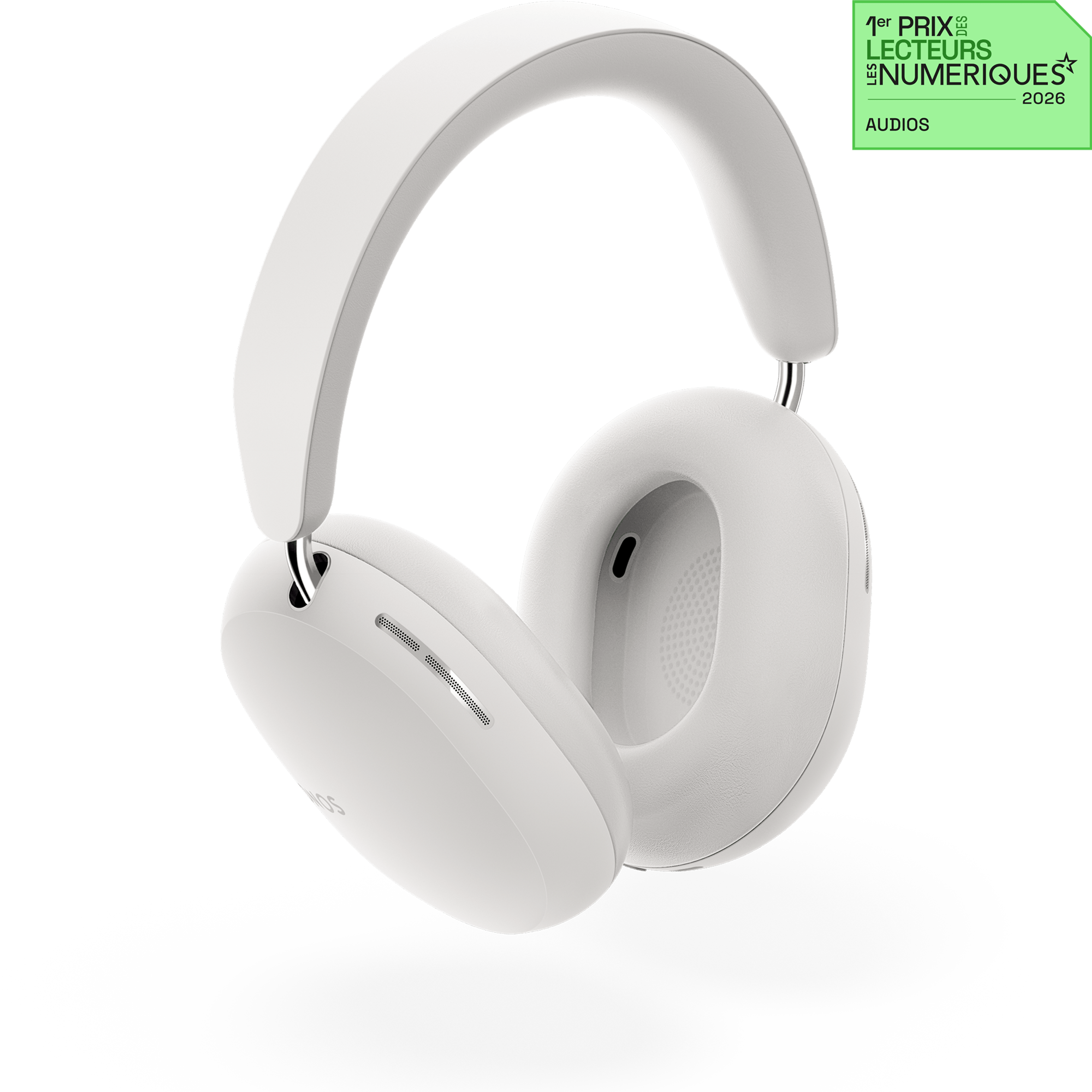 Casque audio Sonos Ace couleur Soft White, légèrement tourné sur le côté