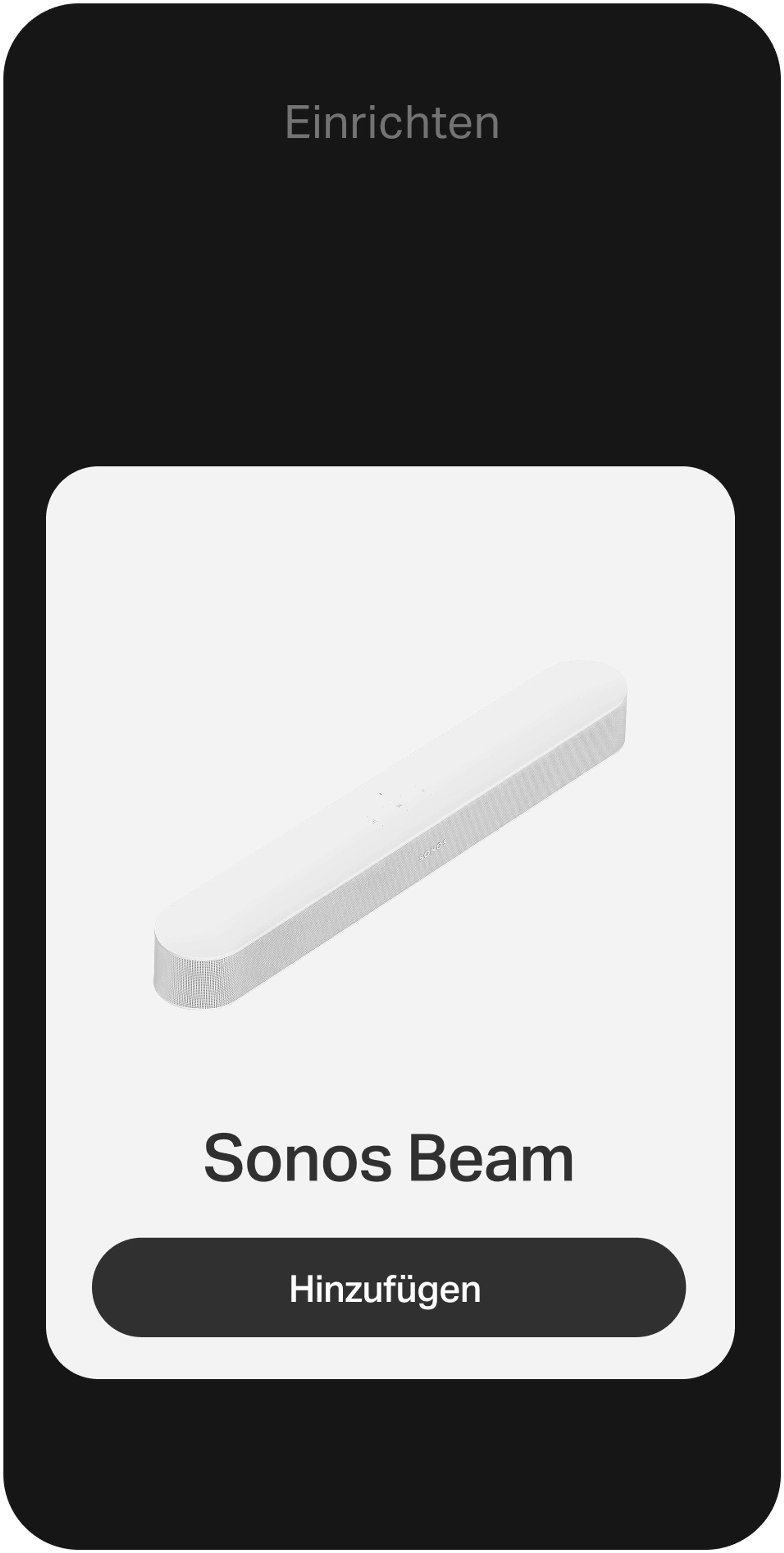 Ein Smartphone, auf dem die Einrichtung mit der Sonos App durchgeführt wird