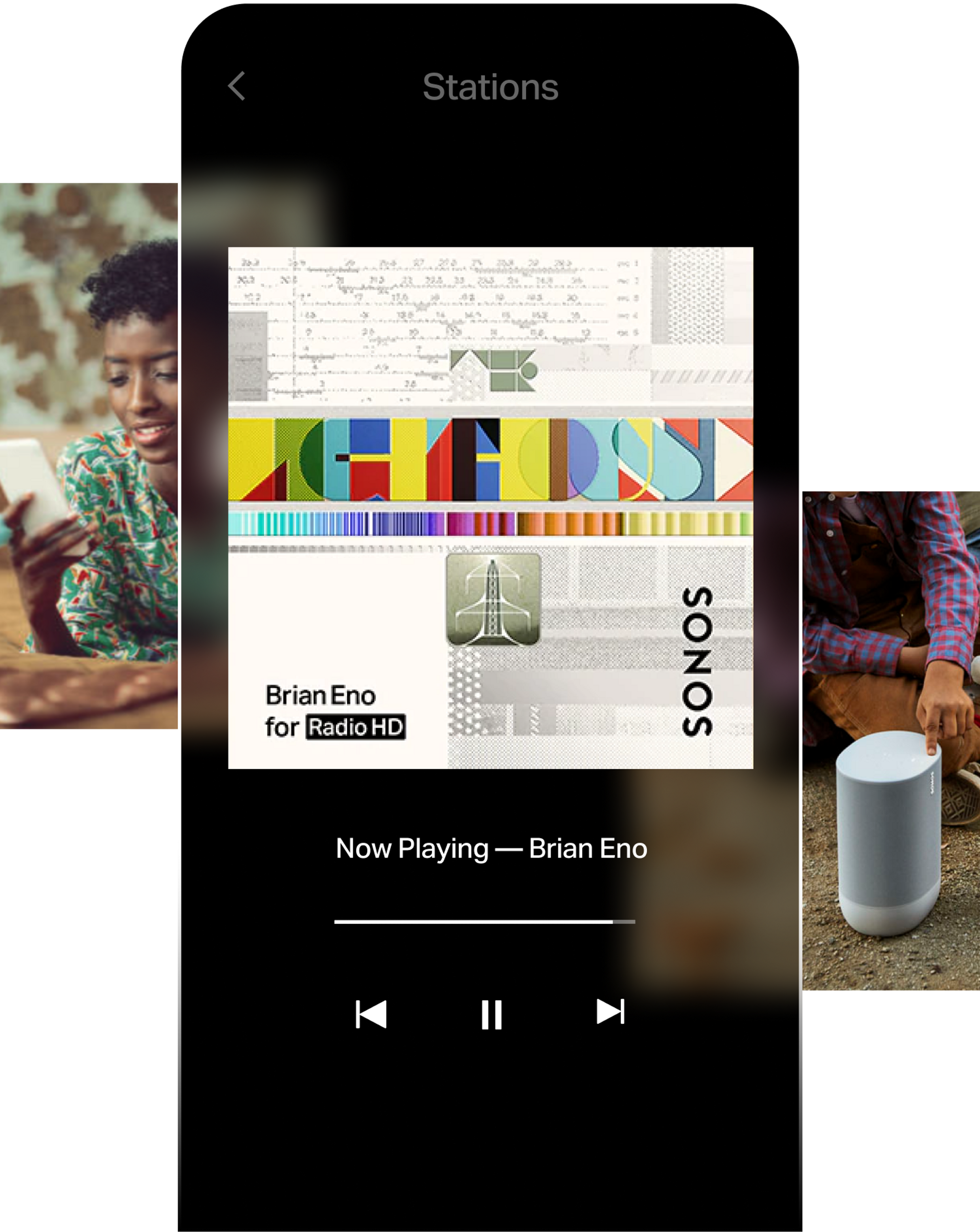 Brian Eno radio station phone collage