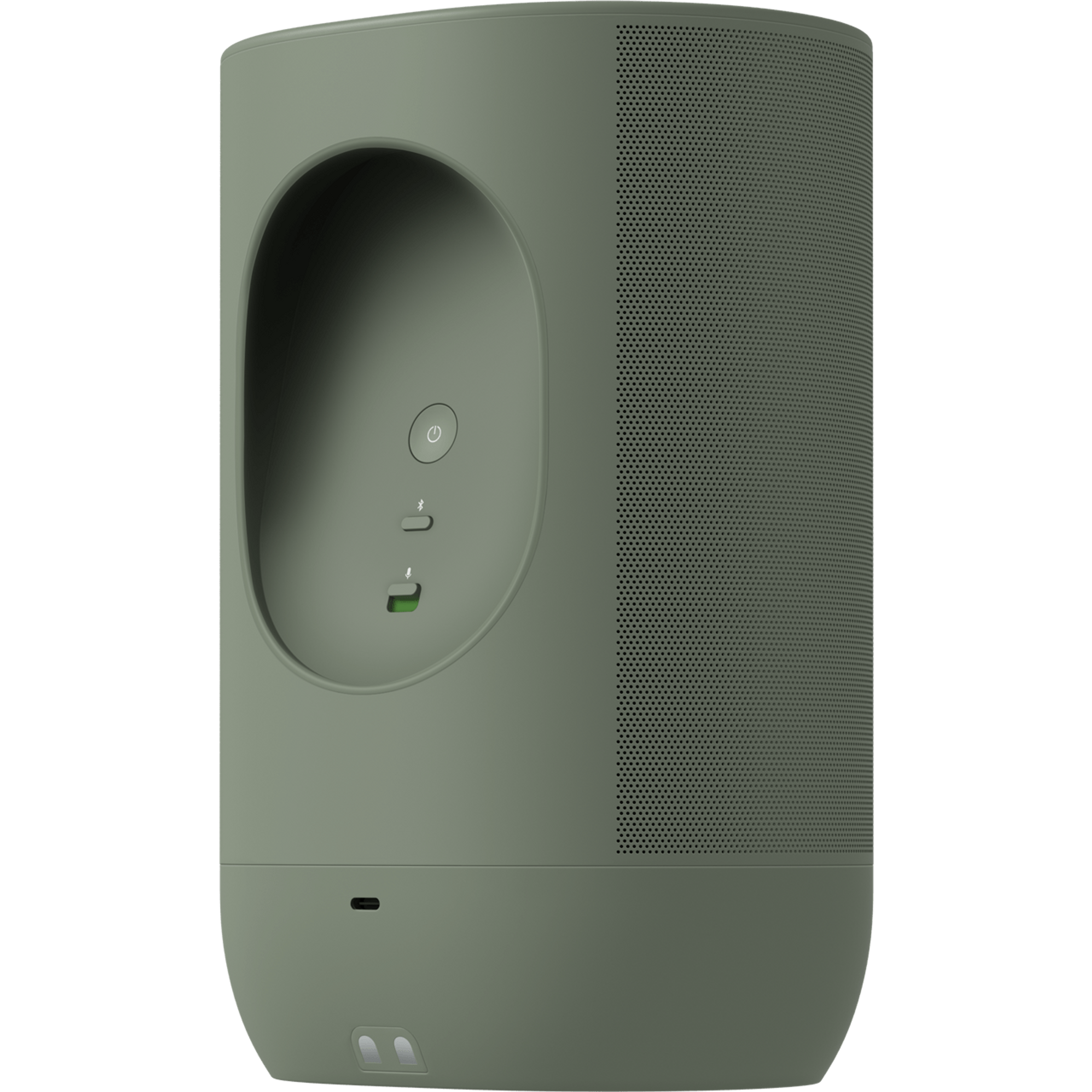 Widok tylnej części Sonos Move 2 w kolorze zielonym, obróconego lekko w bok