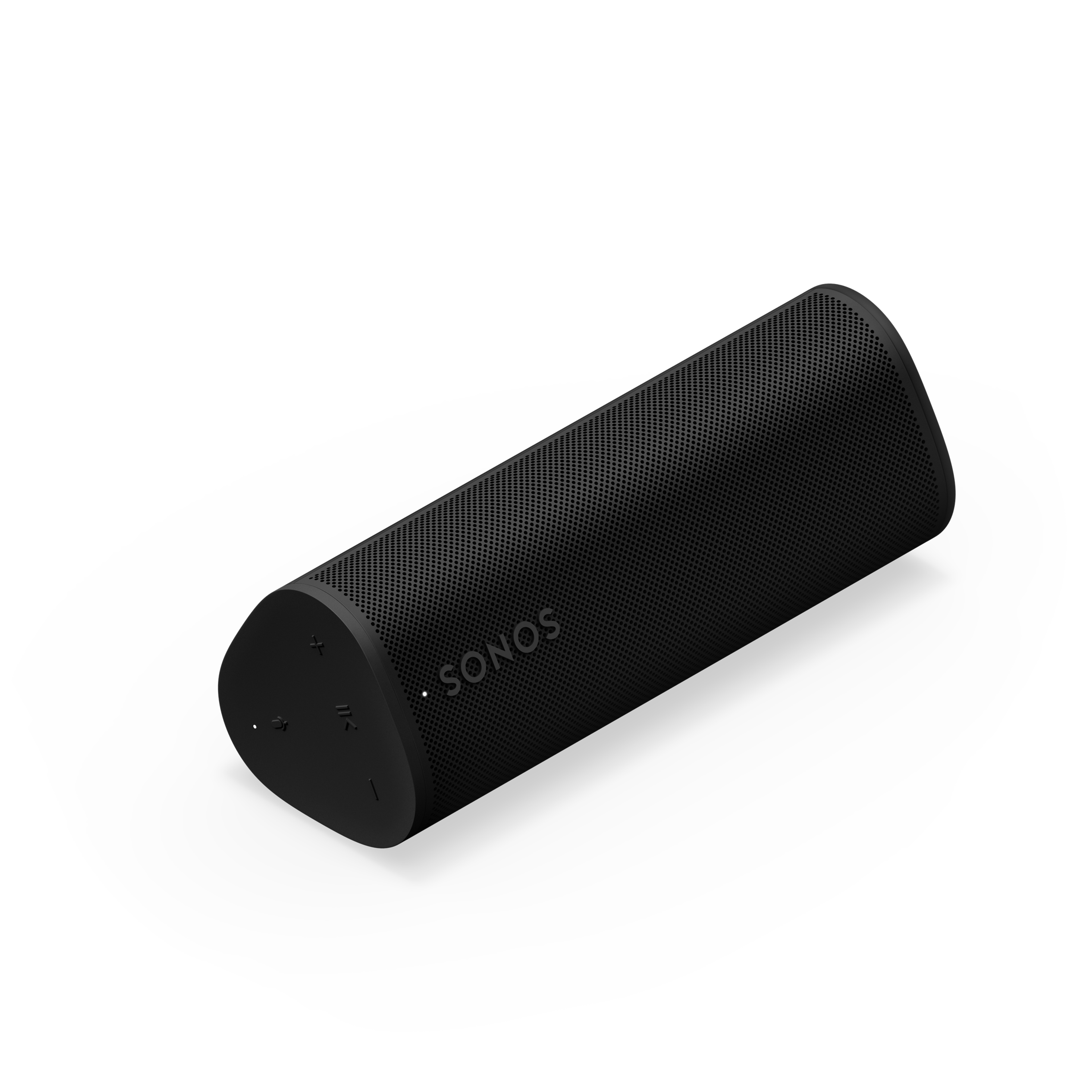 Sonos Roam 2 noir, vue en angle à l’horizontale