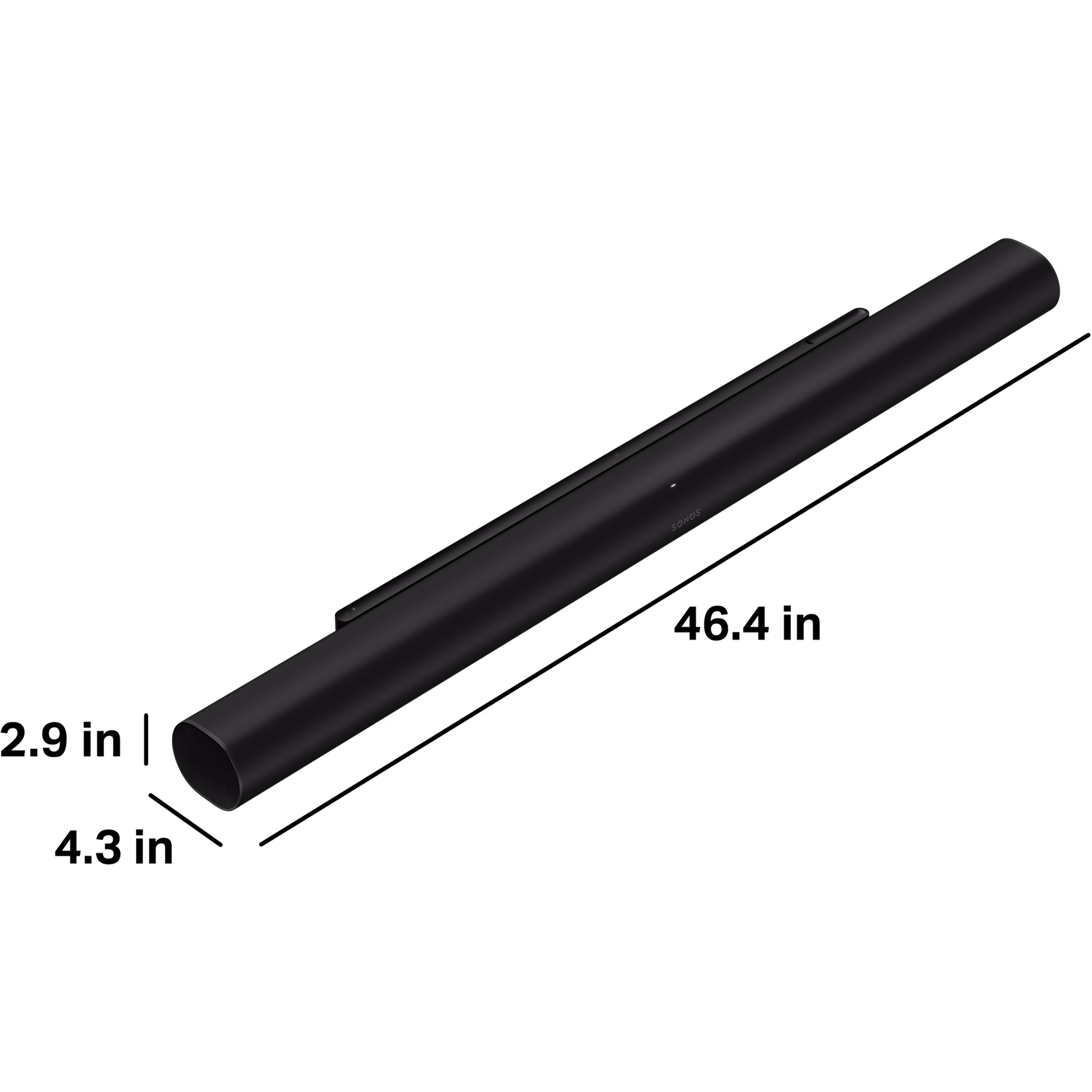 Arc Ultra is 2.9 inches (75 mm) tall, 4.3 inches (110 mm) deep, and 46.4 inches (1178 mm) wide