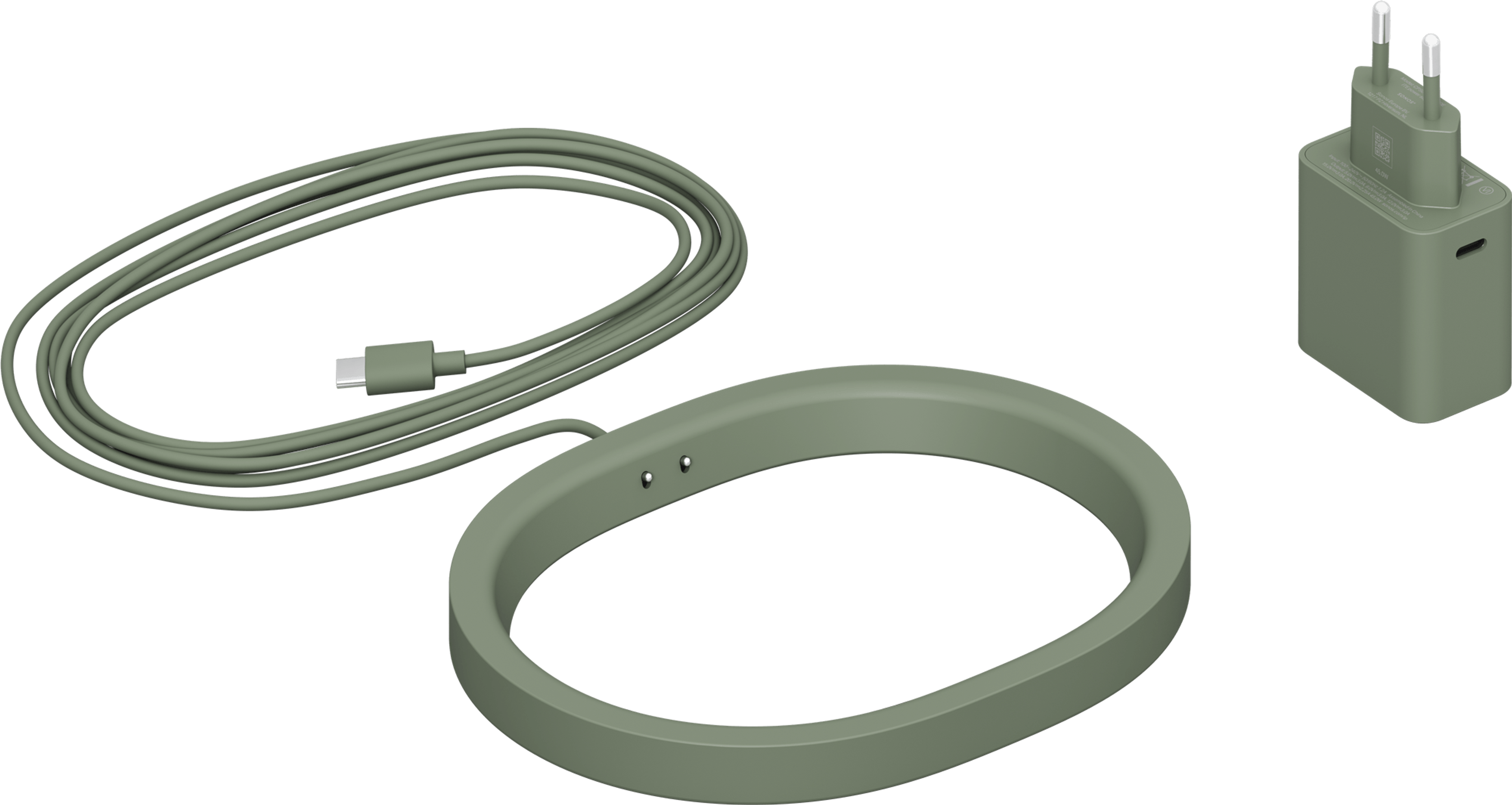 Bild på en olivgrön trådlös strömbas till en Sonos Move 2 med eluttag som motsvarar regionen