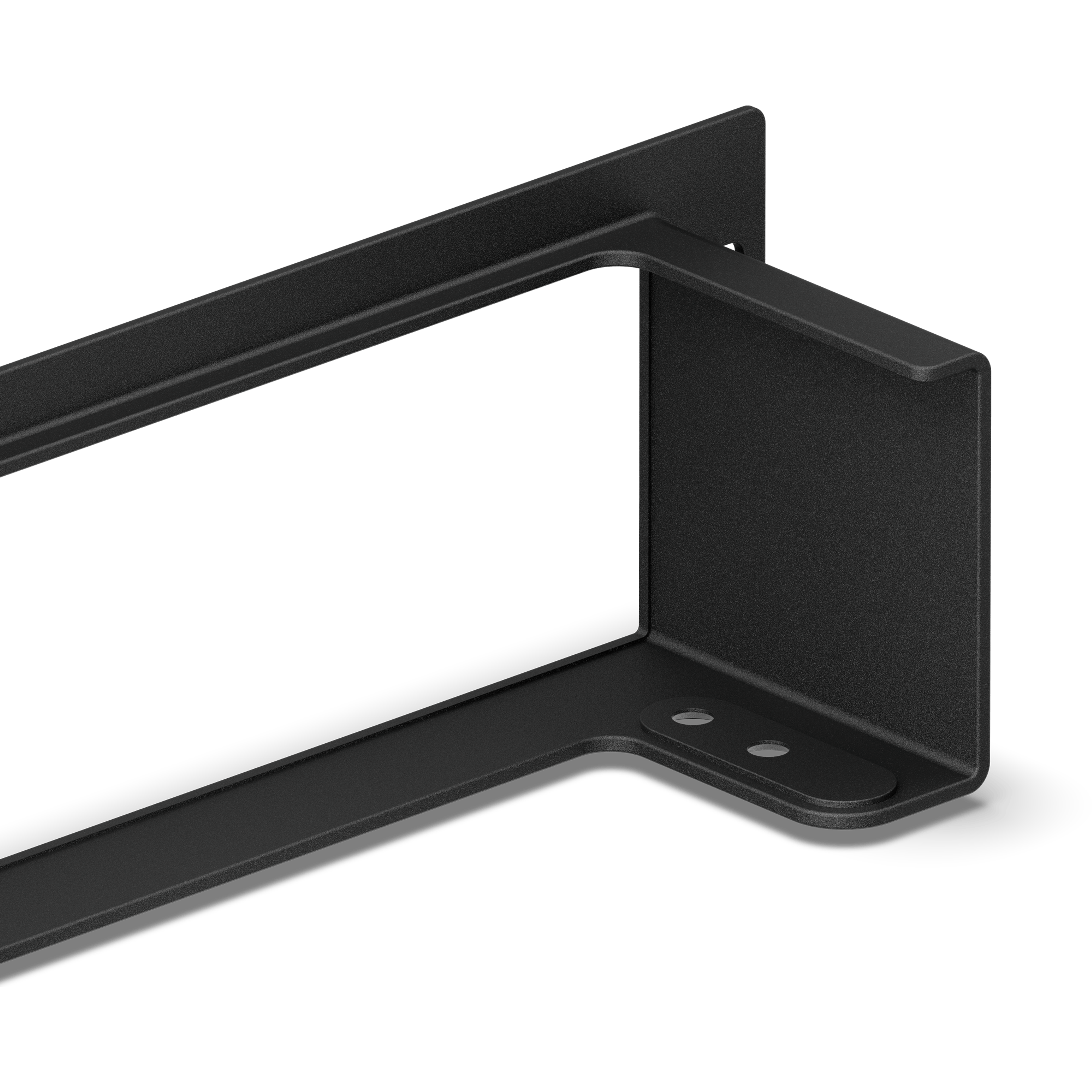 Closeup of the heavy-duty inner flange of the Amp Multi rack mounting plate.