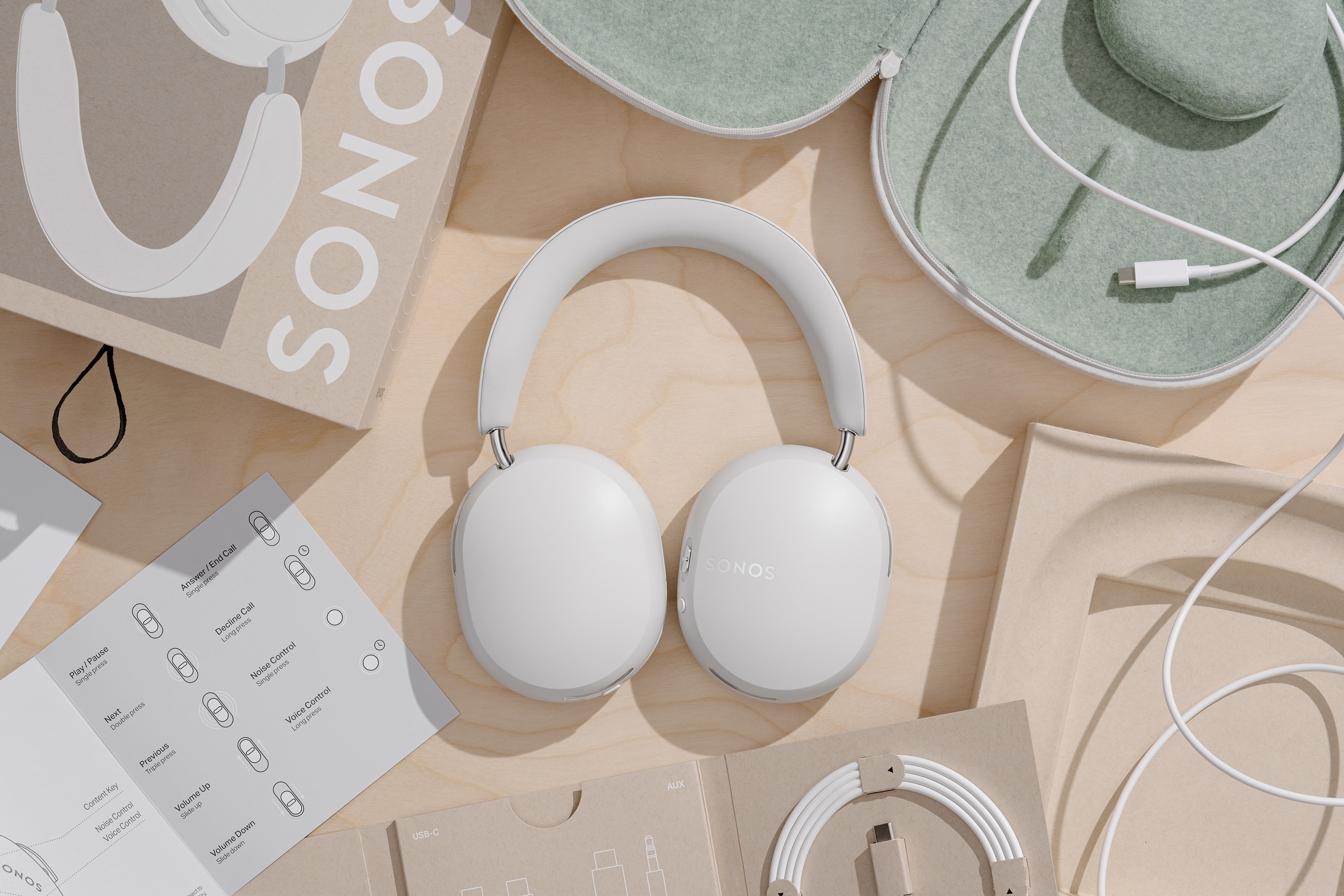 Unboxing of white Sonos Ace headphones