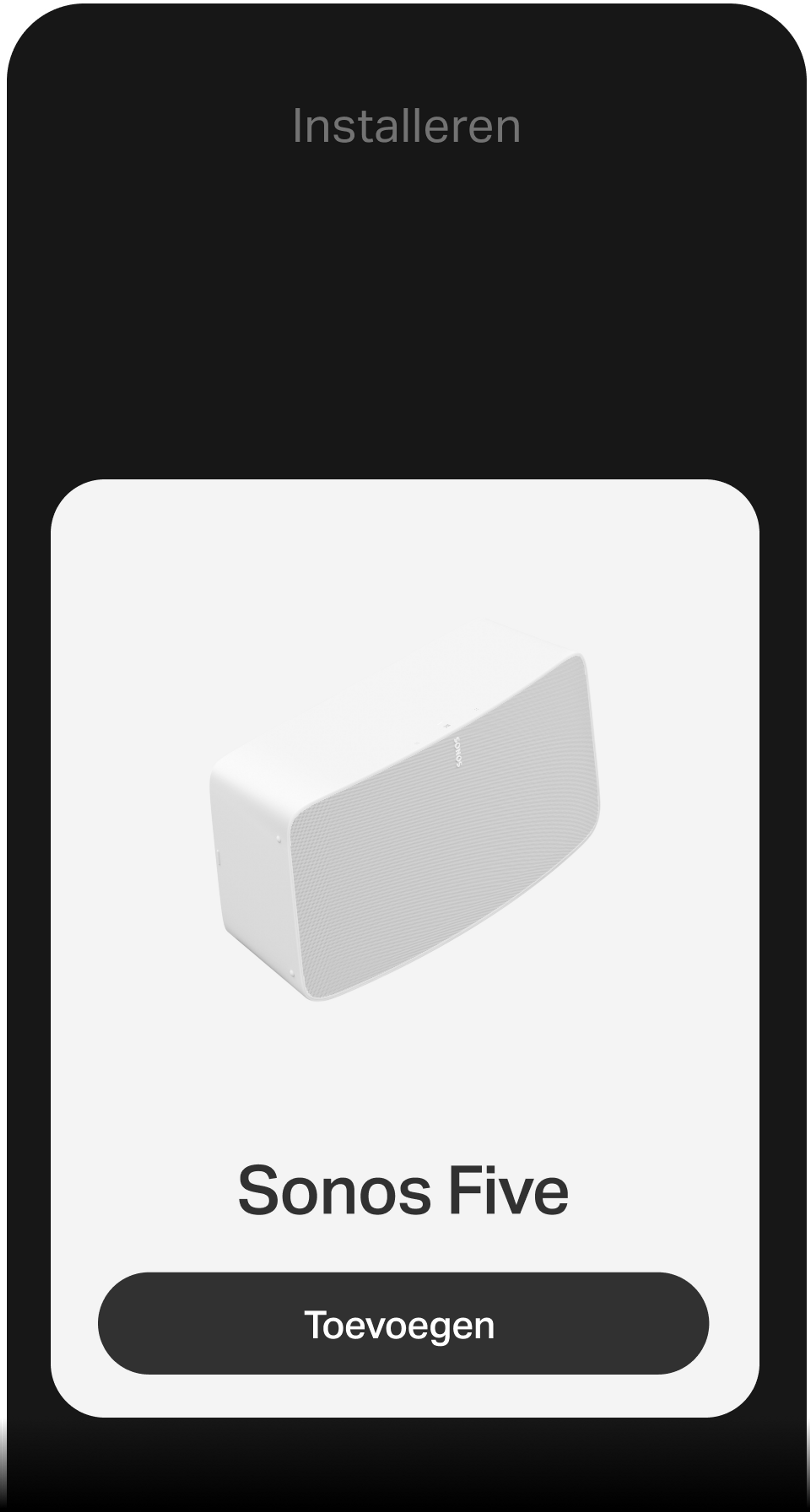 Smartphone die installatie via Sonos-app laat zien