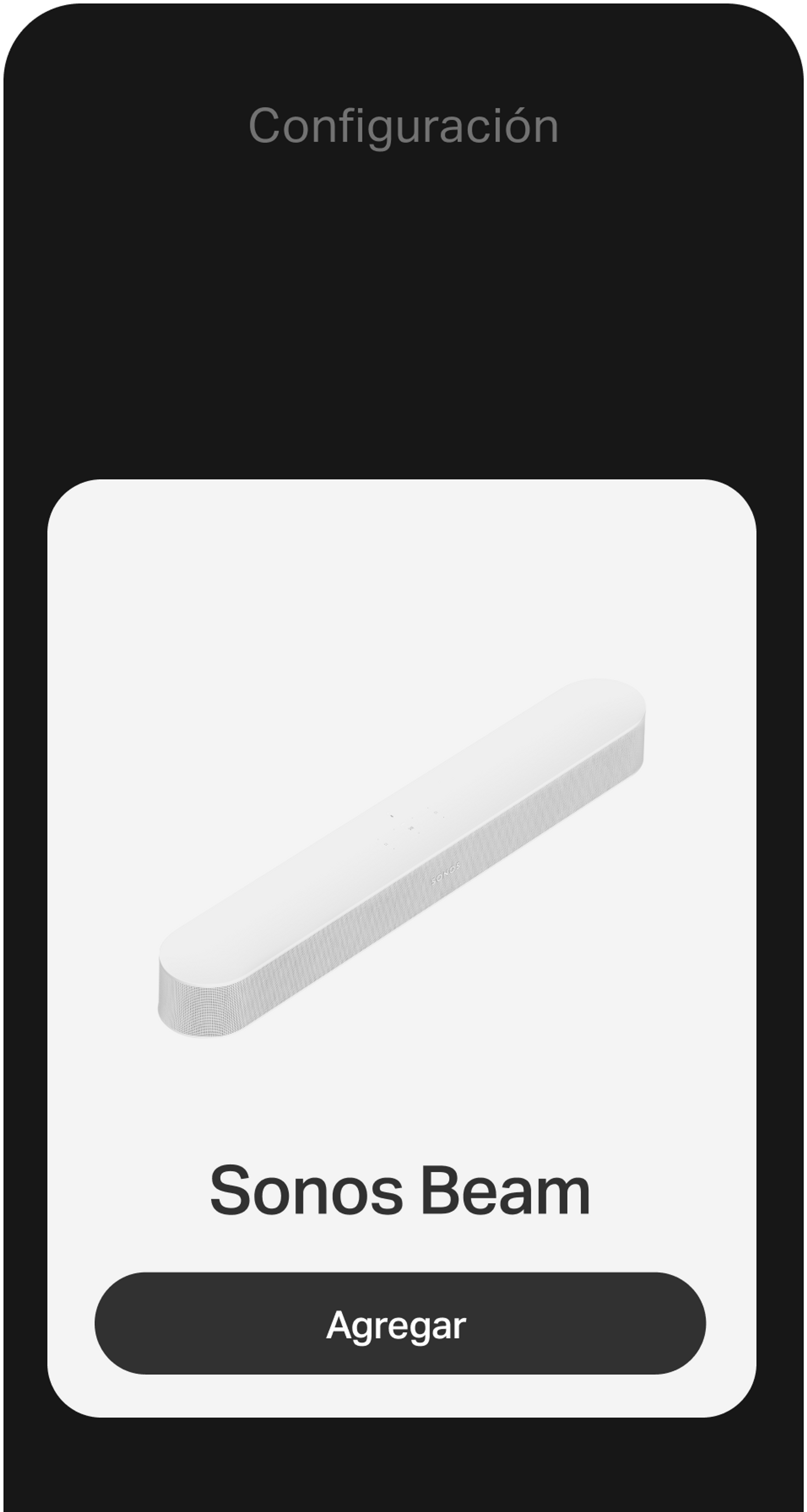 Un smartphone que muestra la configuración usando la app Sonos