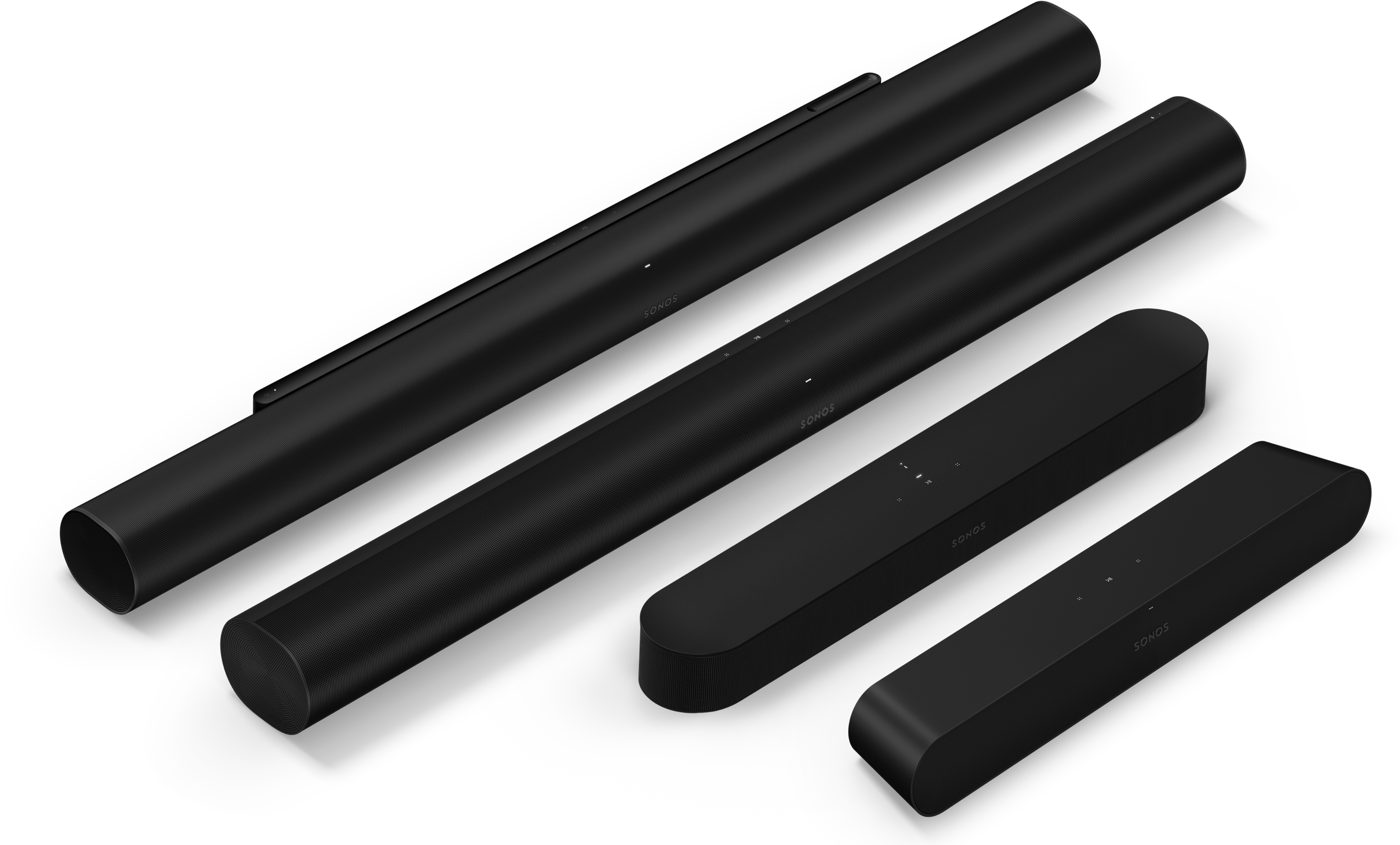 Sonos Arc Ultra, Sonos Arc, Sonos Beam und Sonos Ray in Schwarz