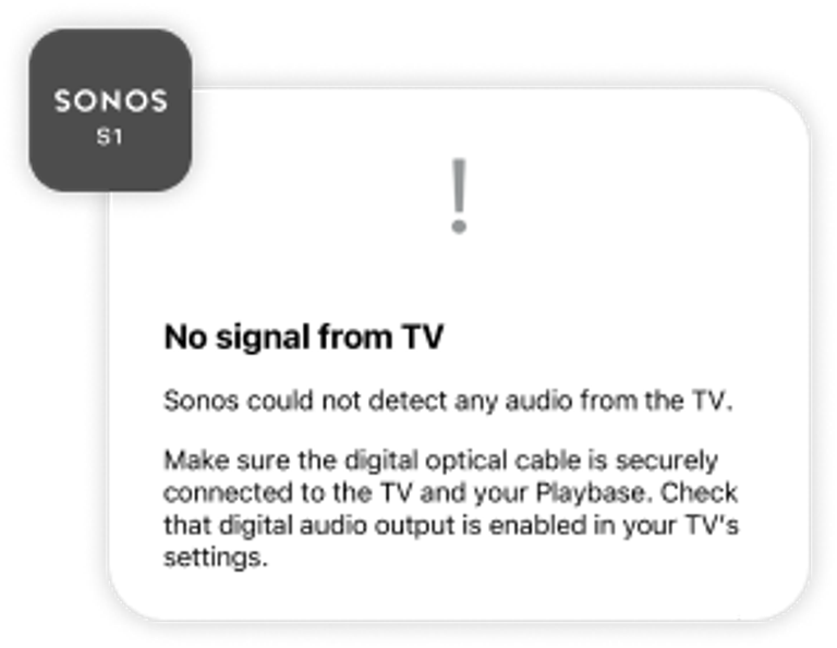 Error when home product to TV | Sonos