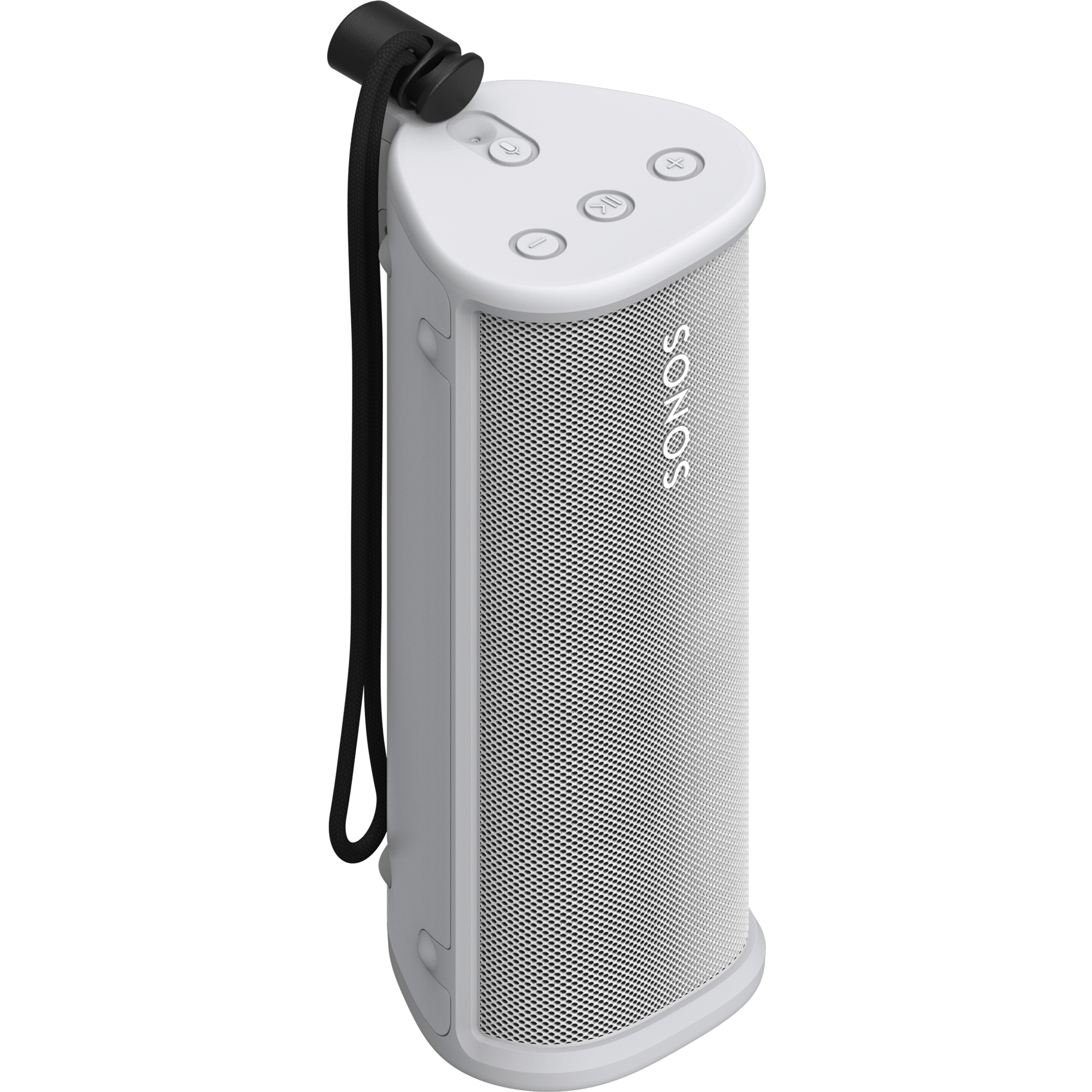 Image of a white Otterbox Sonos Roam case holding a white Sonos Roam
