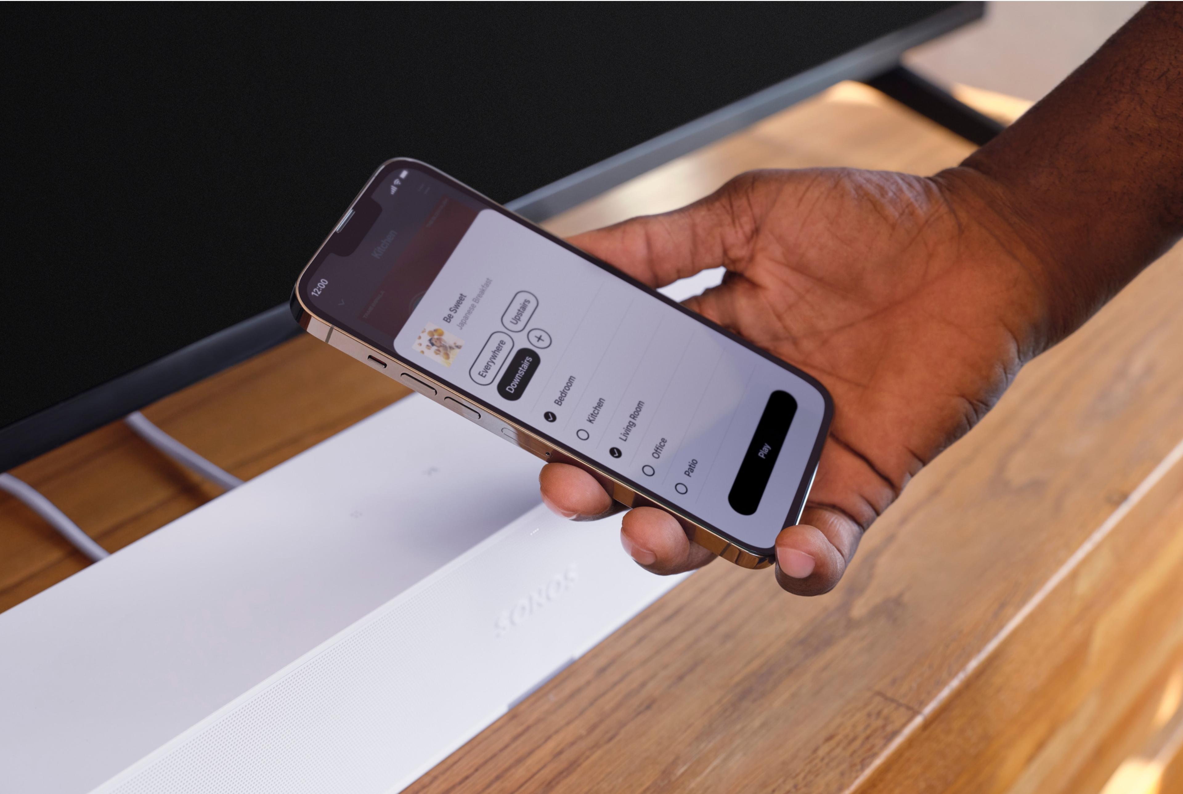 The Sonos app on an iPhone