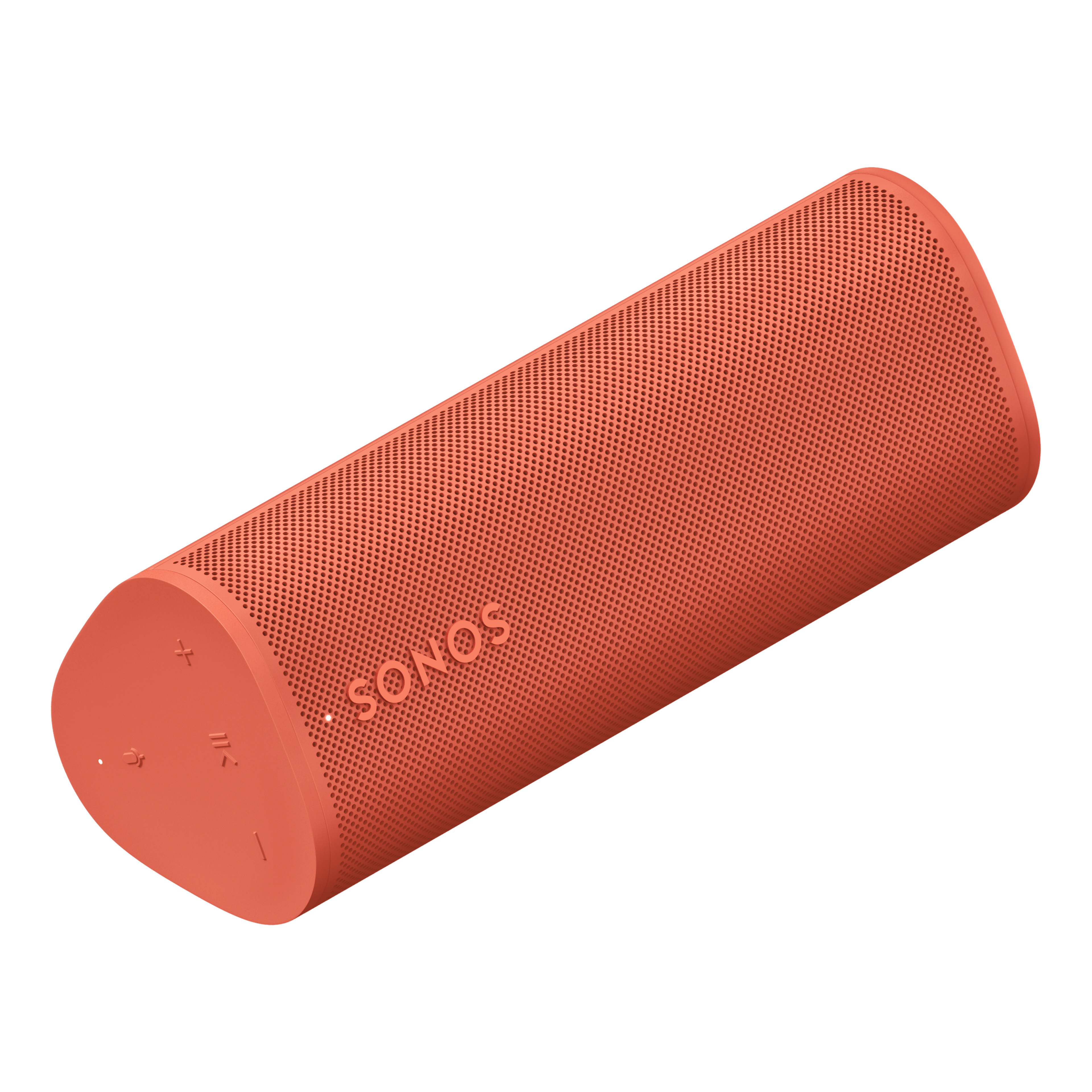 Röd Sonos Roam 2 liggande i vinkel