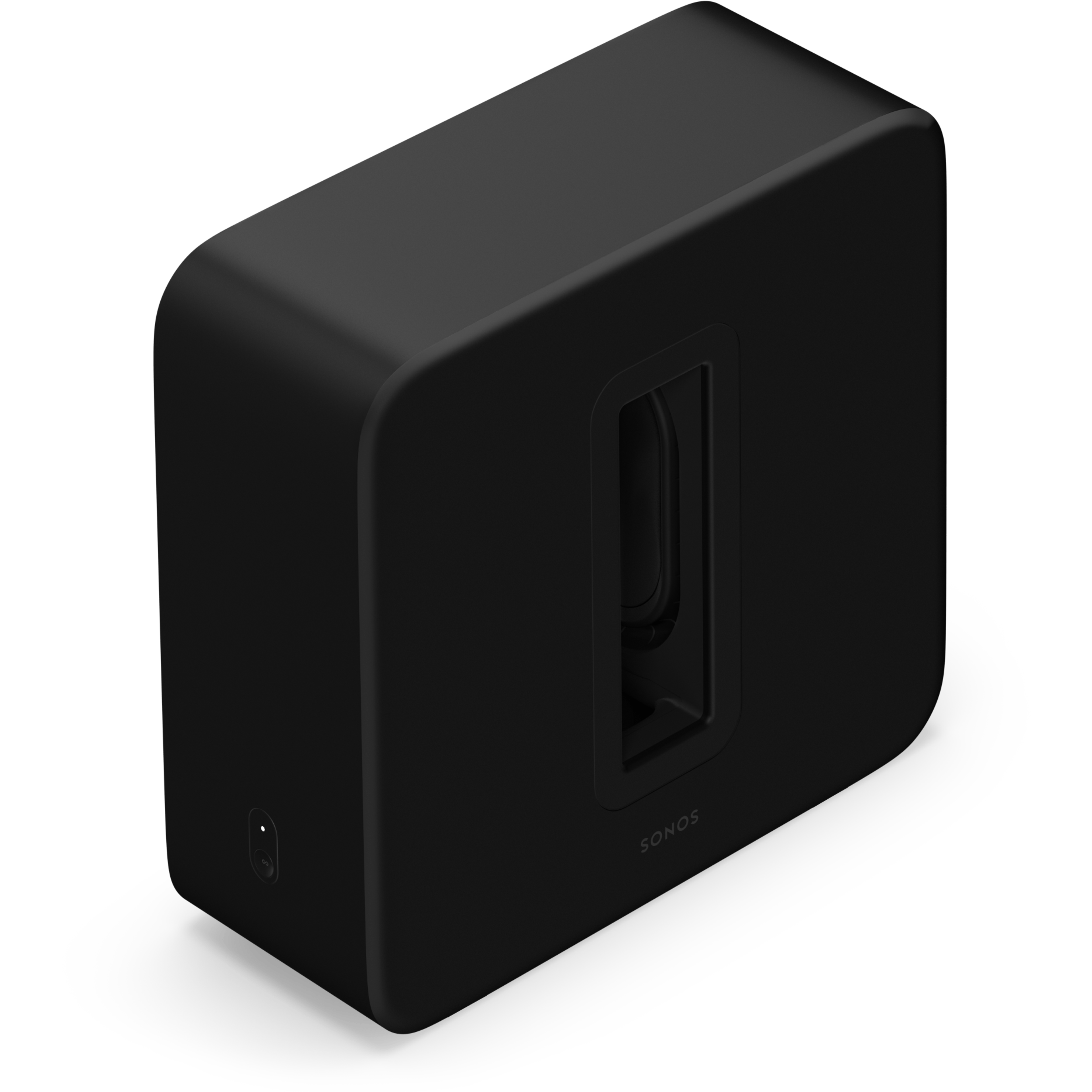 Sonos Sub 4 en negro, ligeramente girado