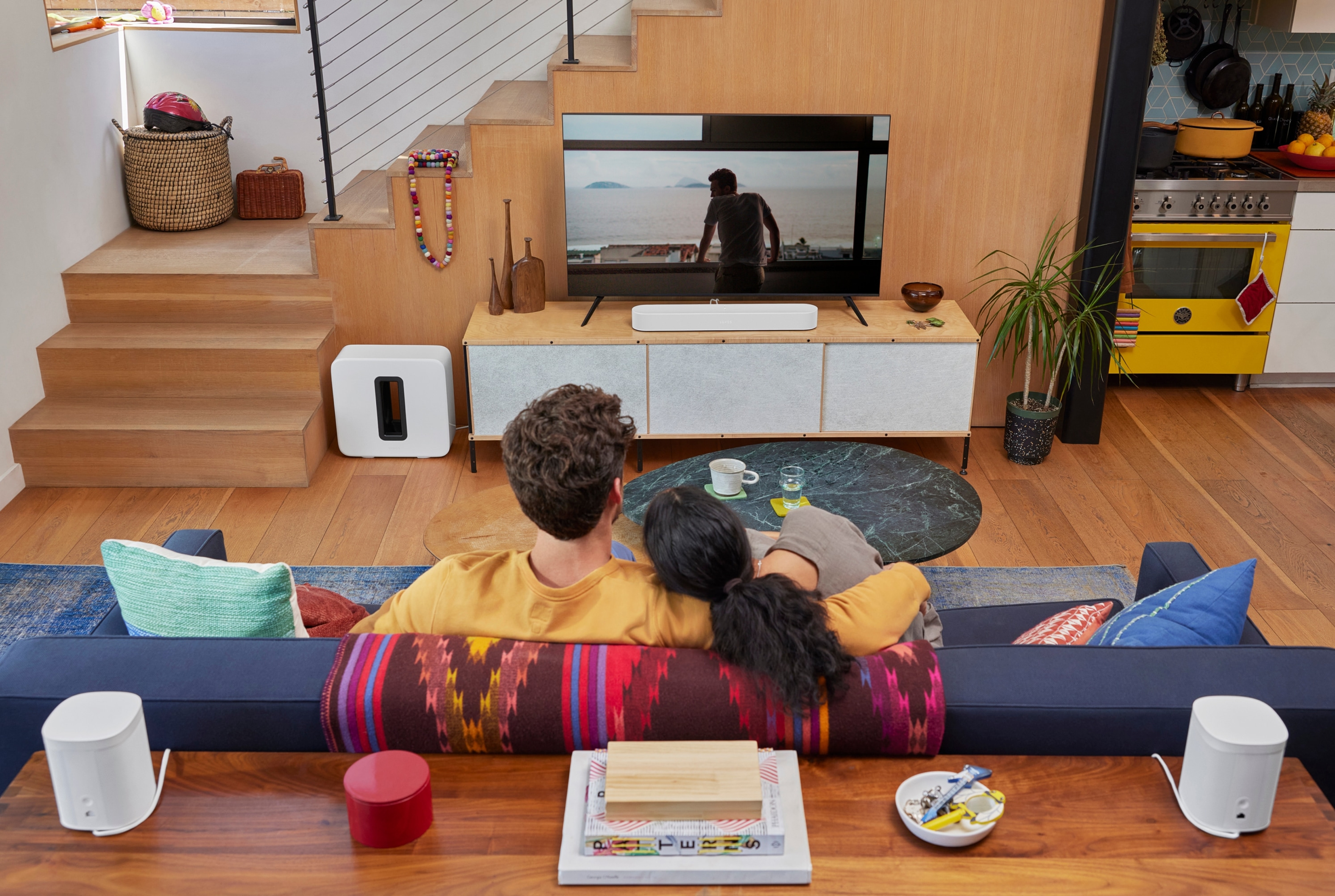 One White TV Living Room