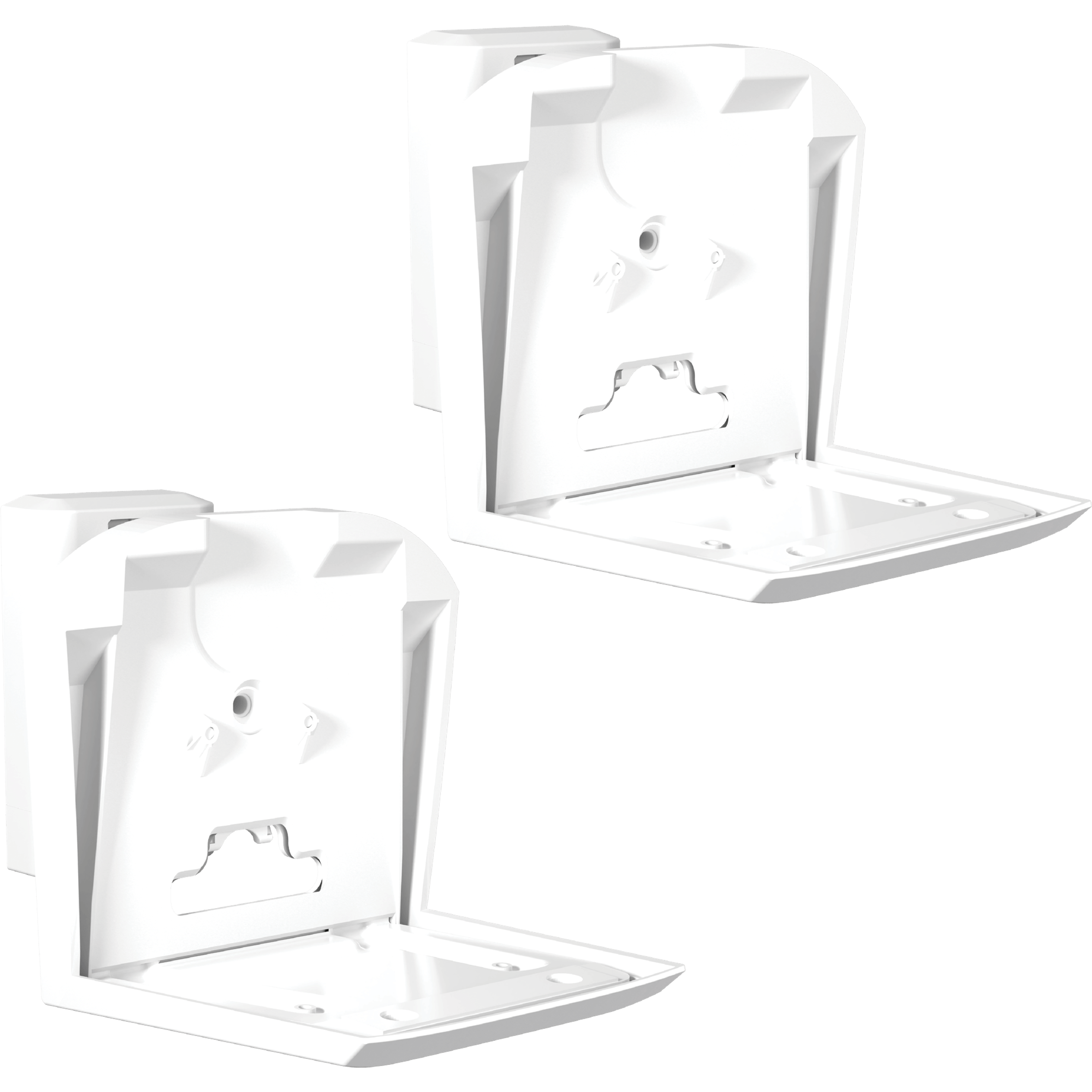 Bild mit zwei Sanus Wandhalterungen in Weiß für Sonos Era 300