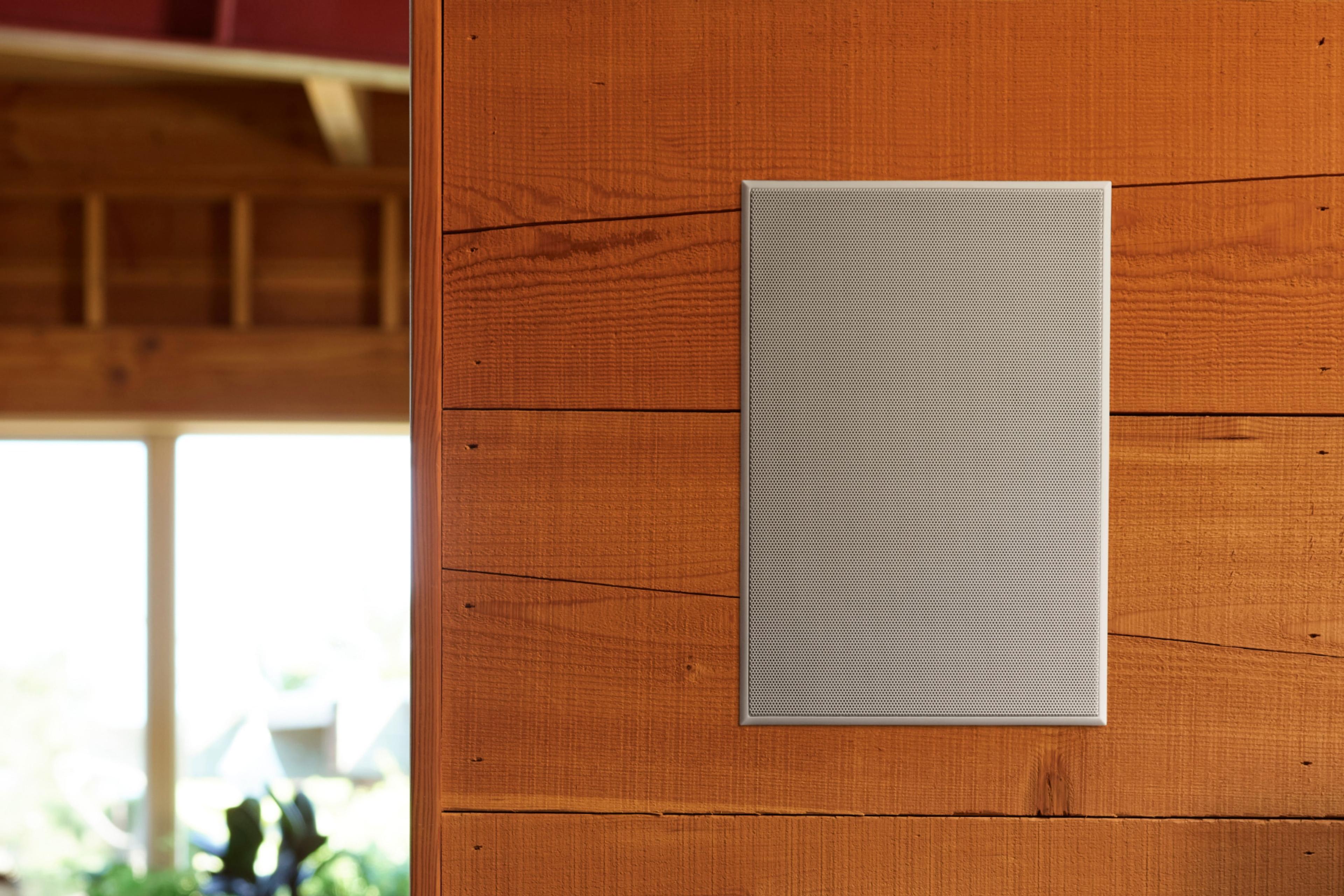 Closeup of an installed Sonos and Sonance In-Wall speaker