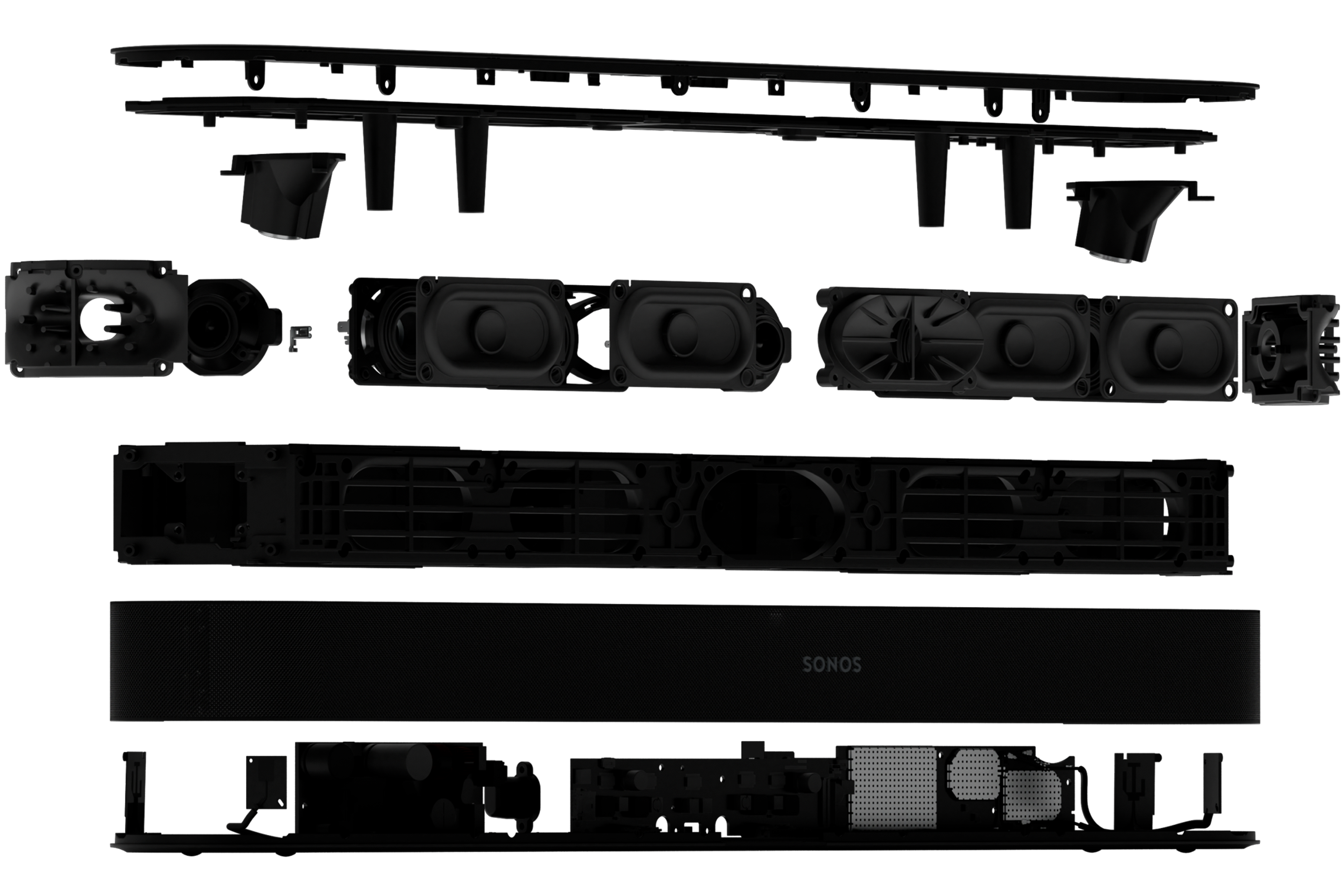Exploded view rendering of Beam Ultra in black