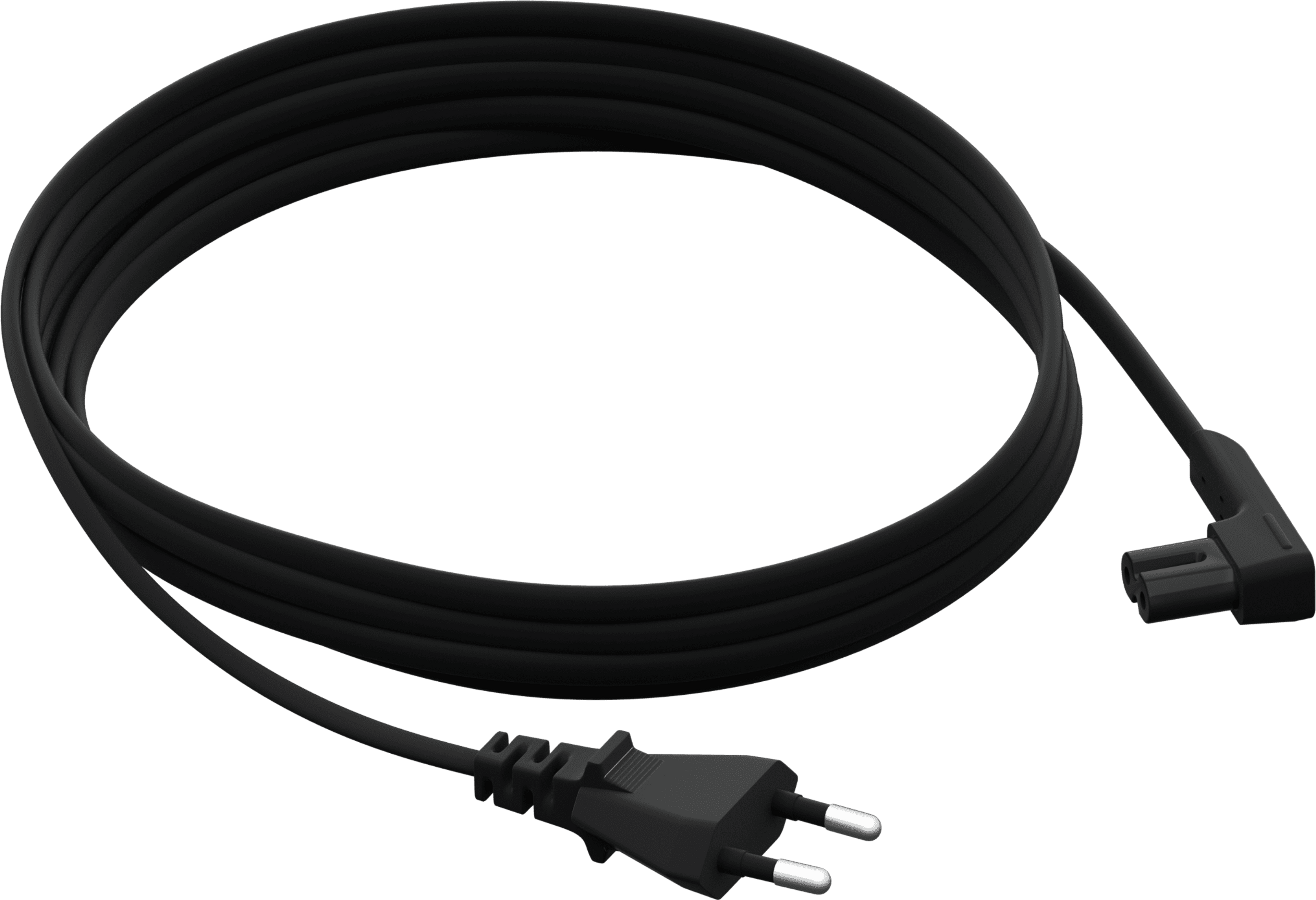 Strømkabel, langt, vinkel, sort