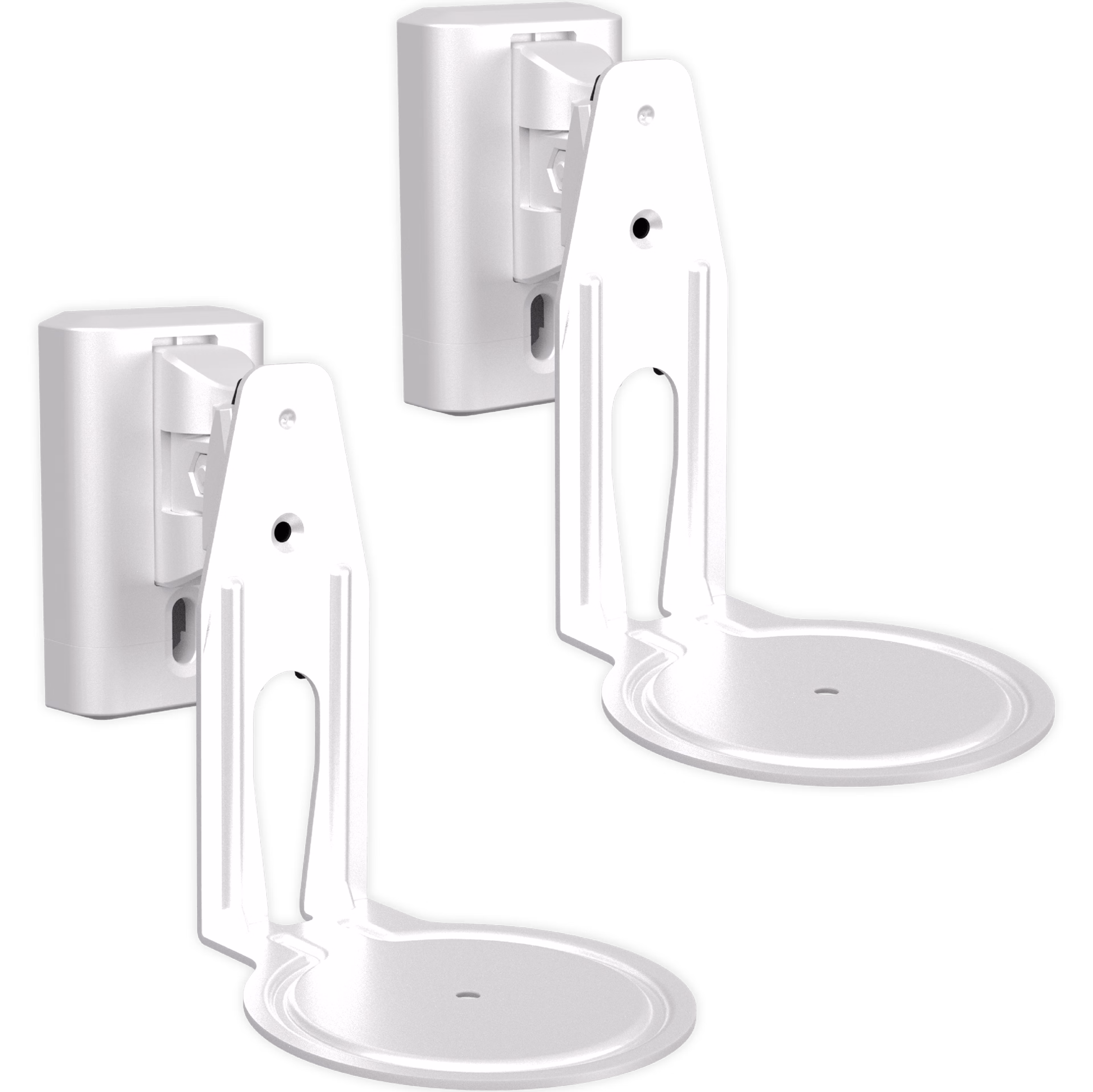 Image of a pair of white Sanus wall mounts for Sonos Era 100 speakers
